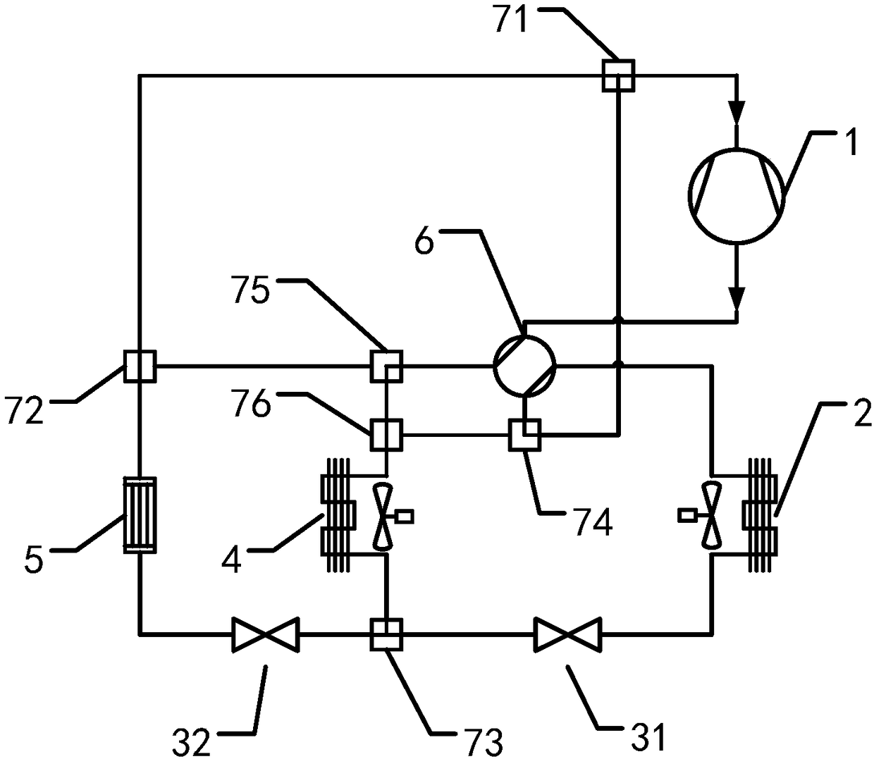 Coupling automobile-mounted air conditioner refrigeration and heating system for power battery pack