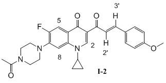 A kind of propenone derivative of n-acetyl ciprofloxacin and its preparation method and application