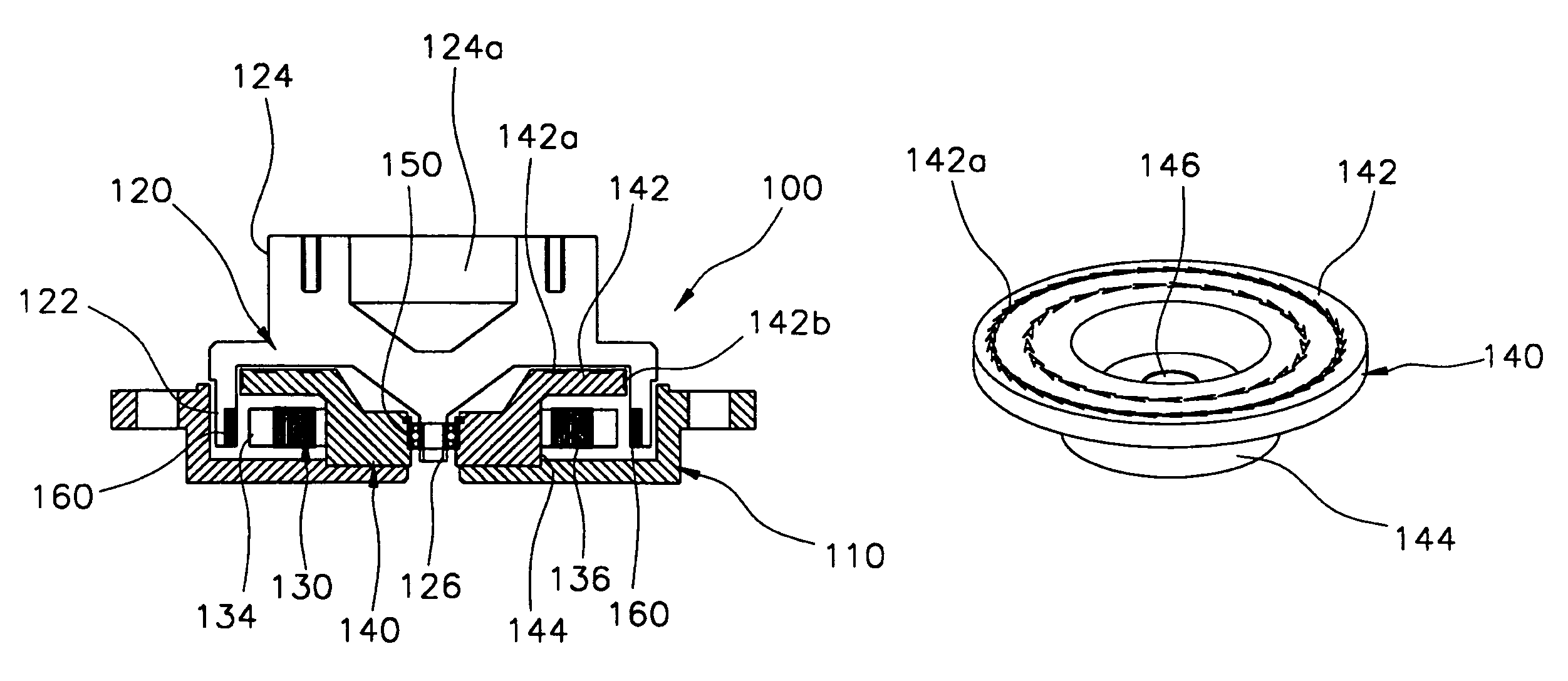 Aerodynamic bearing assembly for spindle motor for hard disk drives