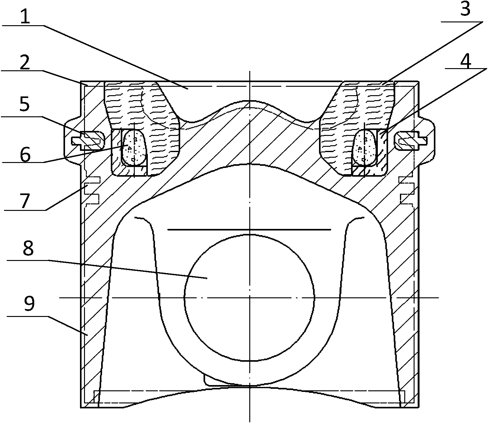 Method for manufacturing alumina fiber and titanium oxide particle-reinforced inner-cooling insert ring piston blanks