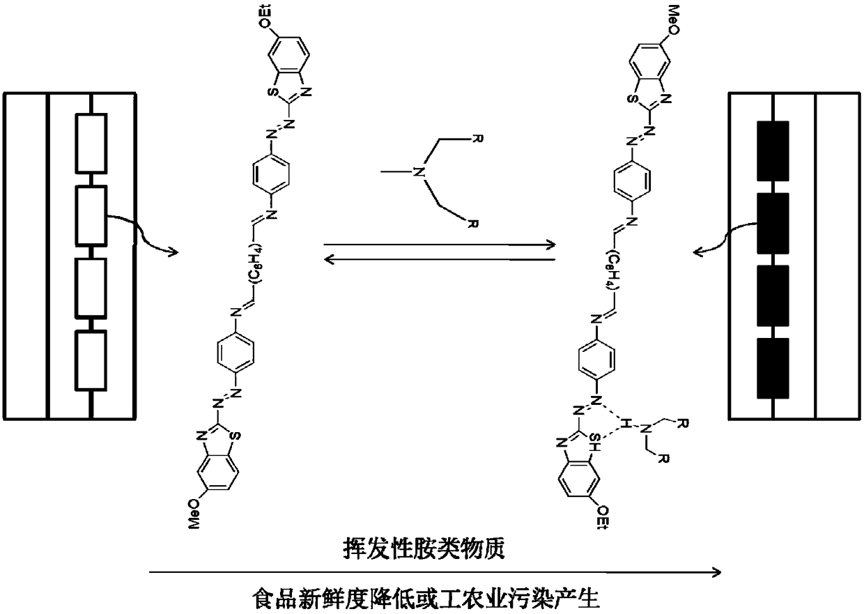 A colorimetric sensor containing benzothiazole base dye, its preparation method and its application in detection