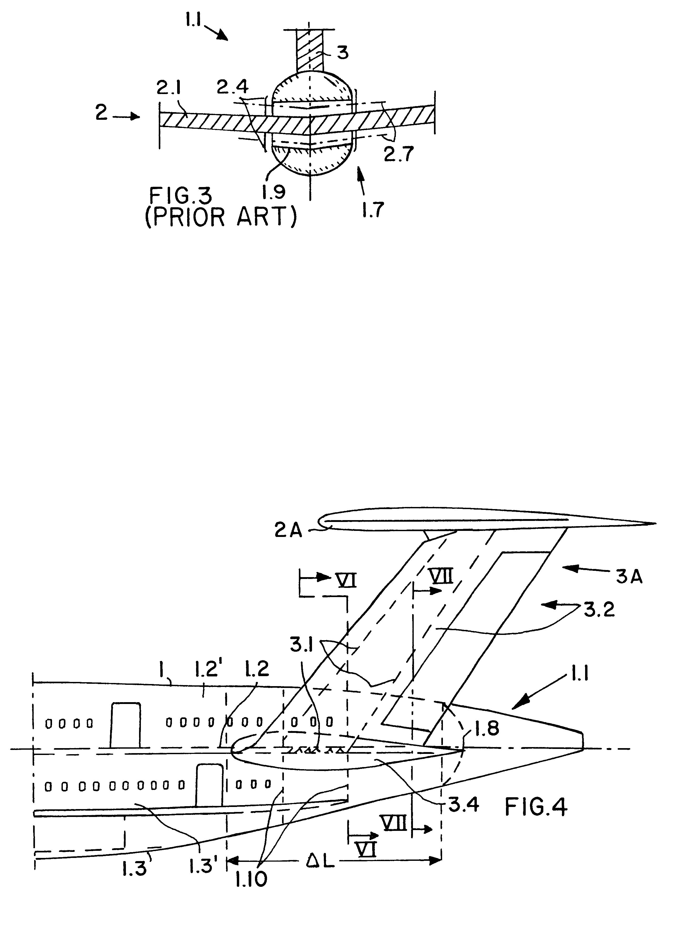 Aircraft with a double-T tail assembly