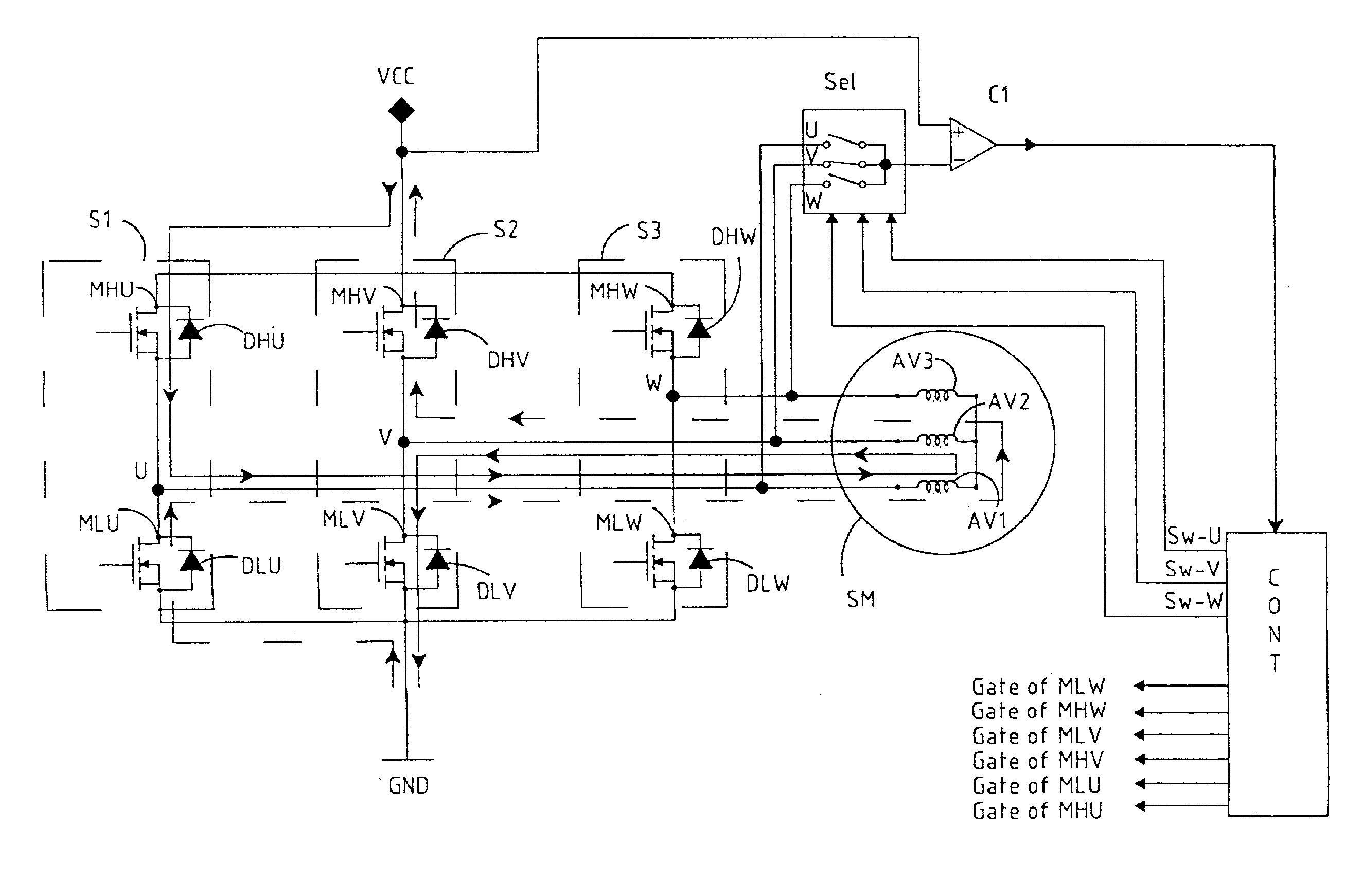 Method for detecting the position of a rotor of a DC motor and related circuit