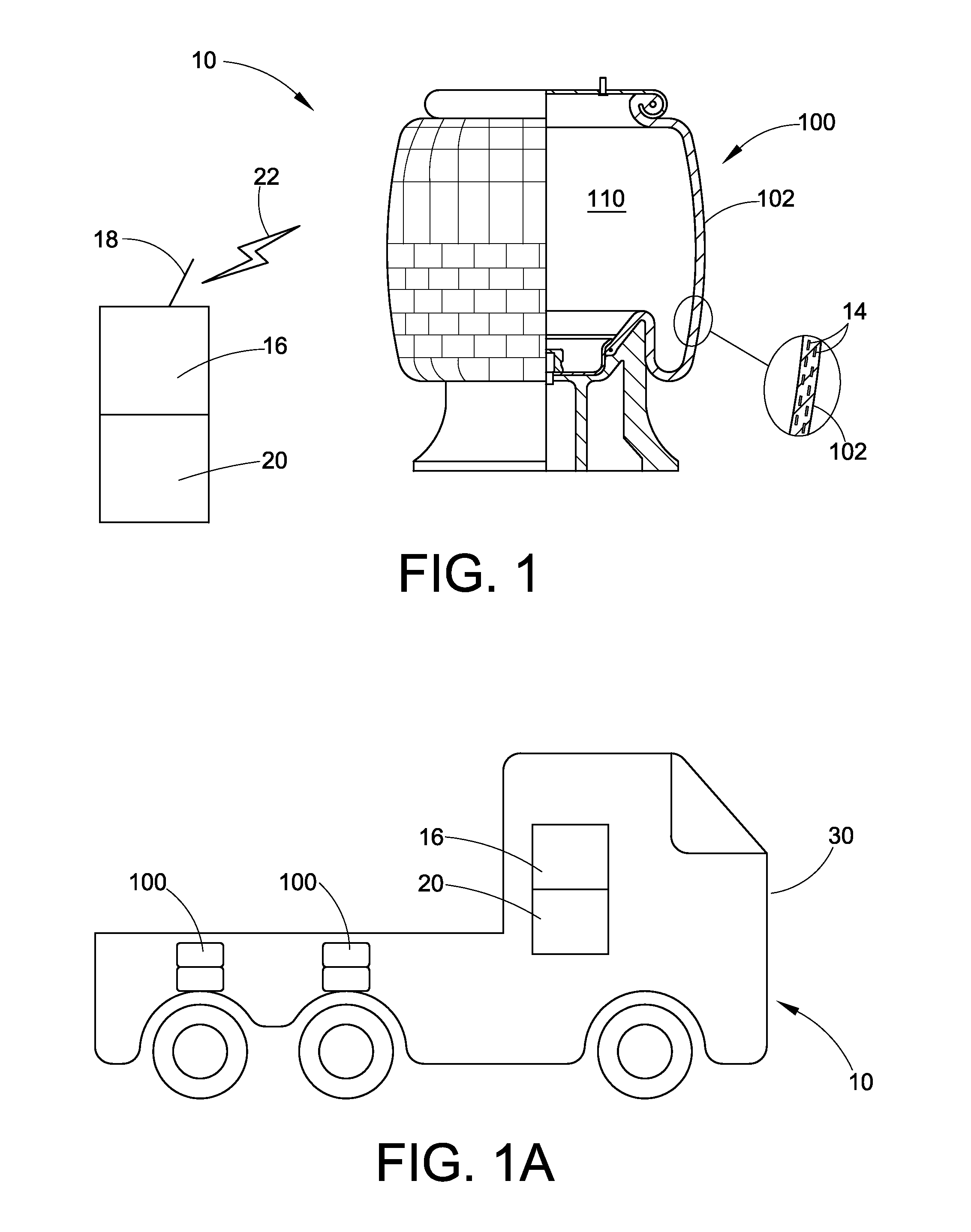 Air spring having wireless micro and NANO sensors