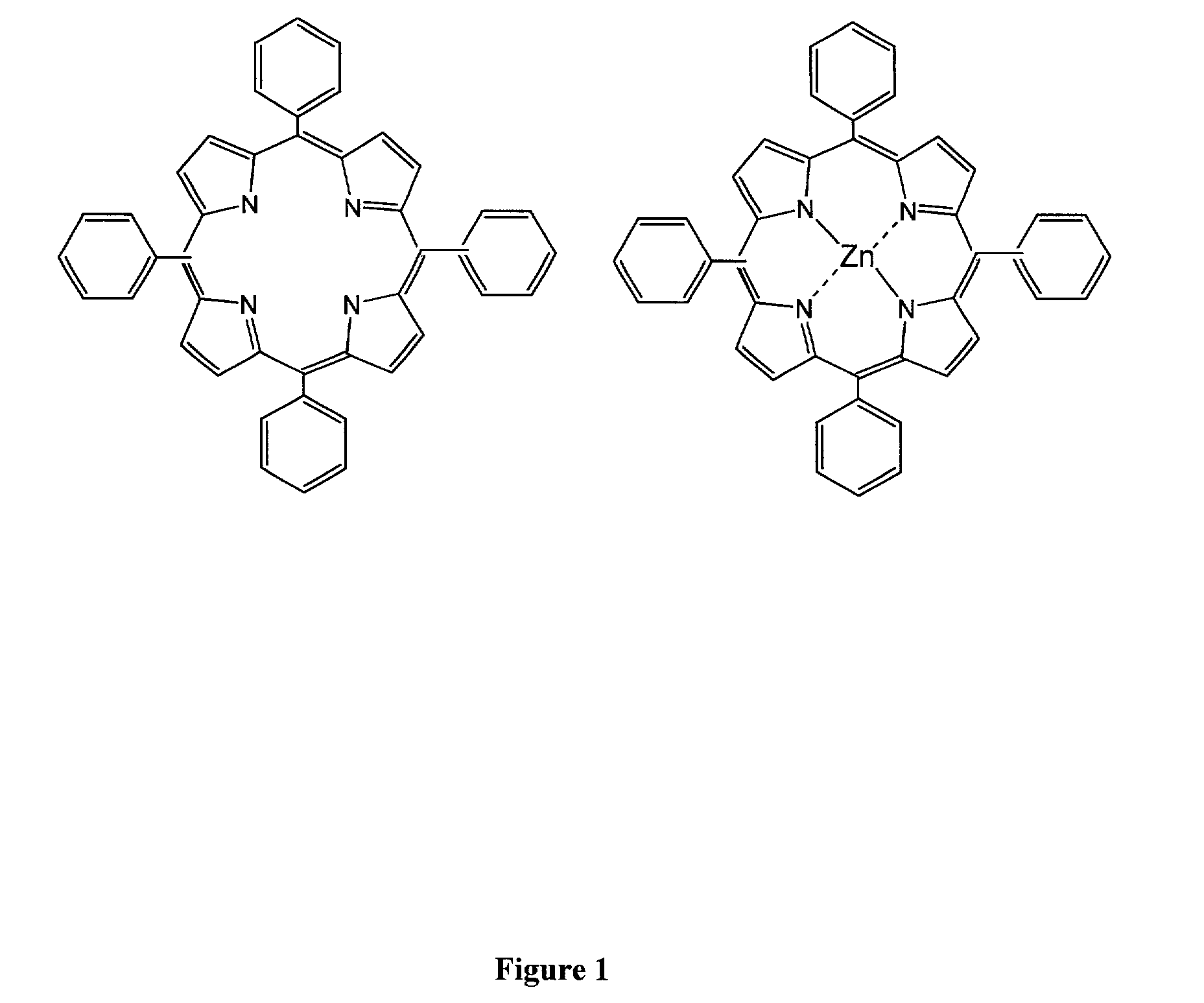 Method for detection of gases based on fluorescence enhancement in porphyrin aggregates