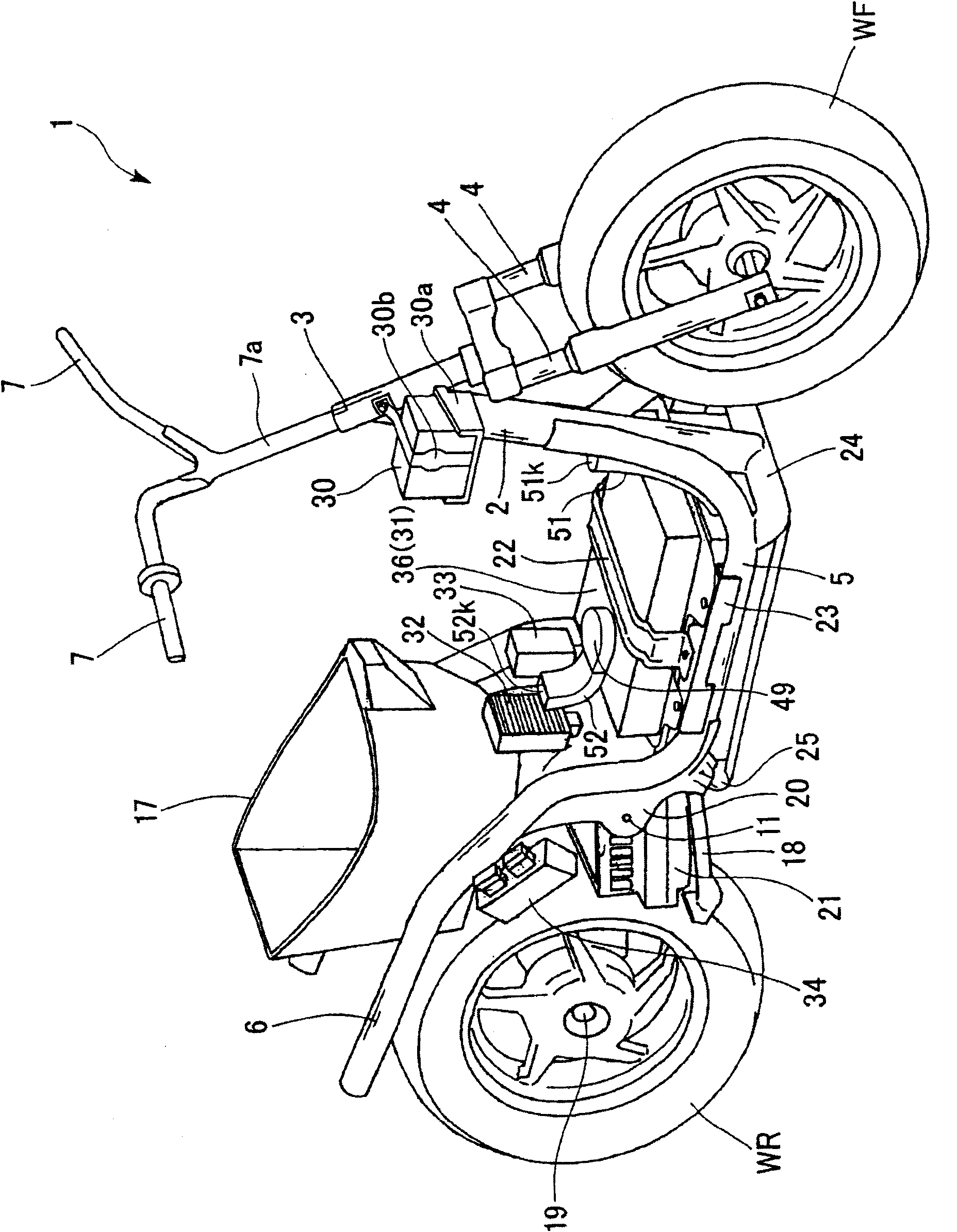 Accumulator device for motorcycle