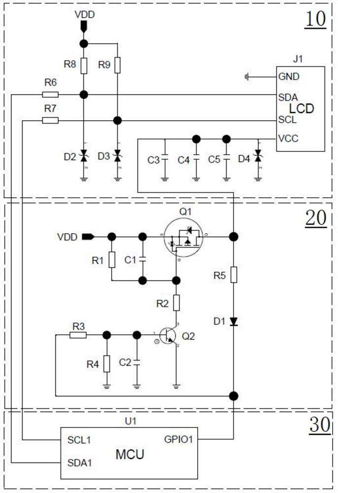 Protection circuit and method for preventing continuous black screen of LCD screen