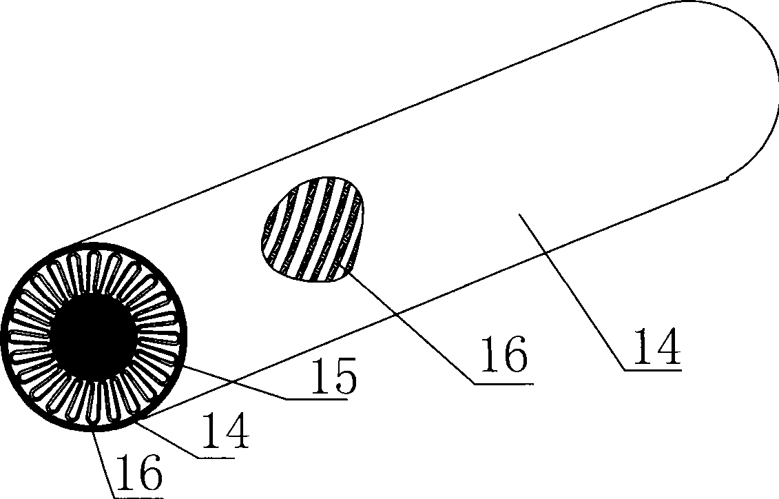 Shell-pipe head exchanger by double helix flowing of fluid medium in or out of heat exchange tube