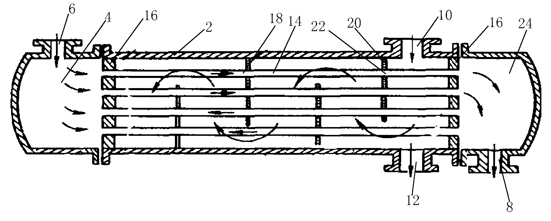 Heat exchanger with supporting plates