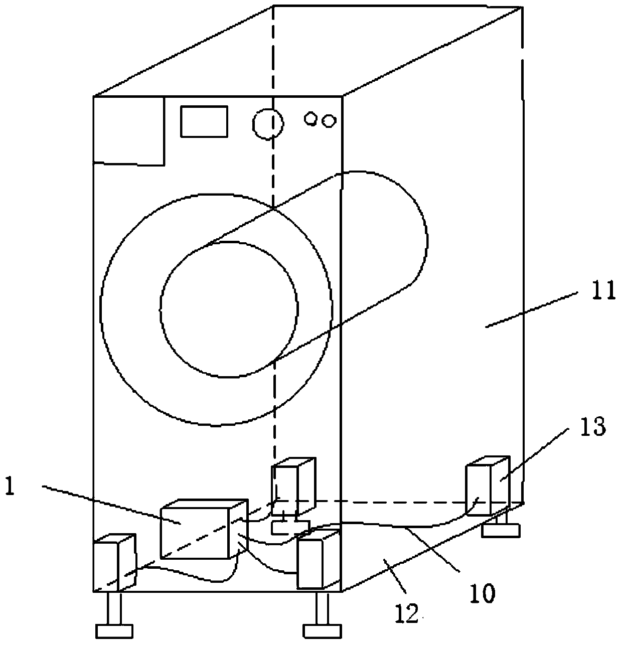 An electrical appliance with self-leveling feet and a leveling method