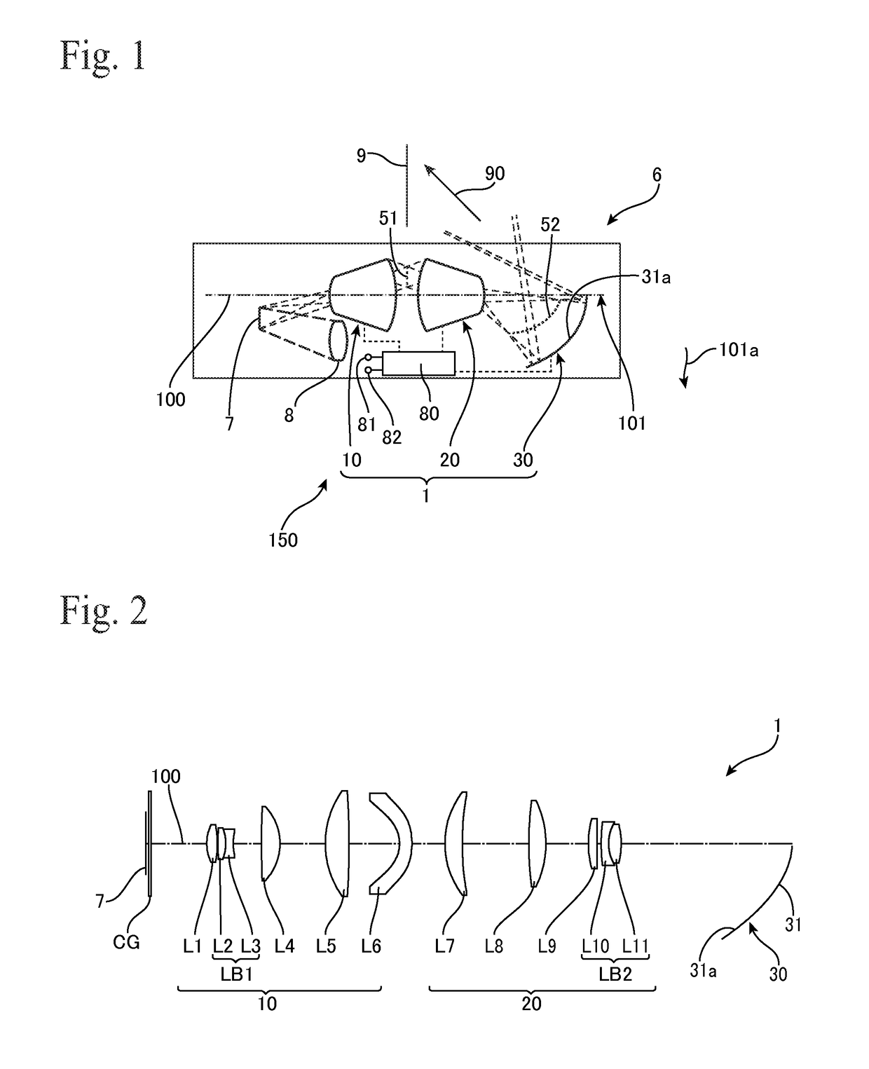 Projection optical system and projector apparatus