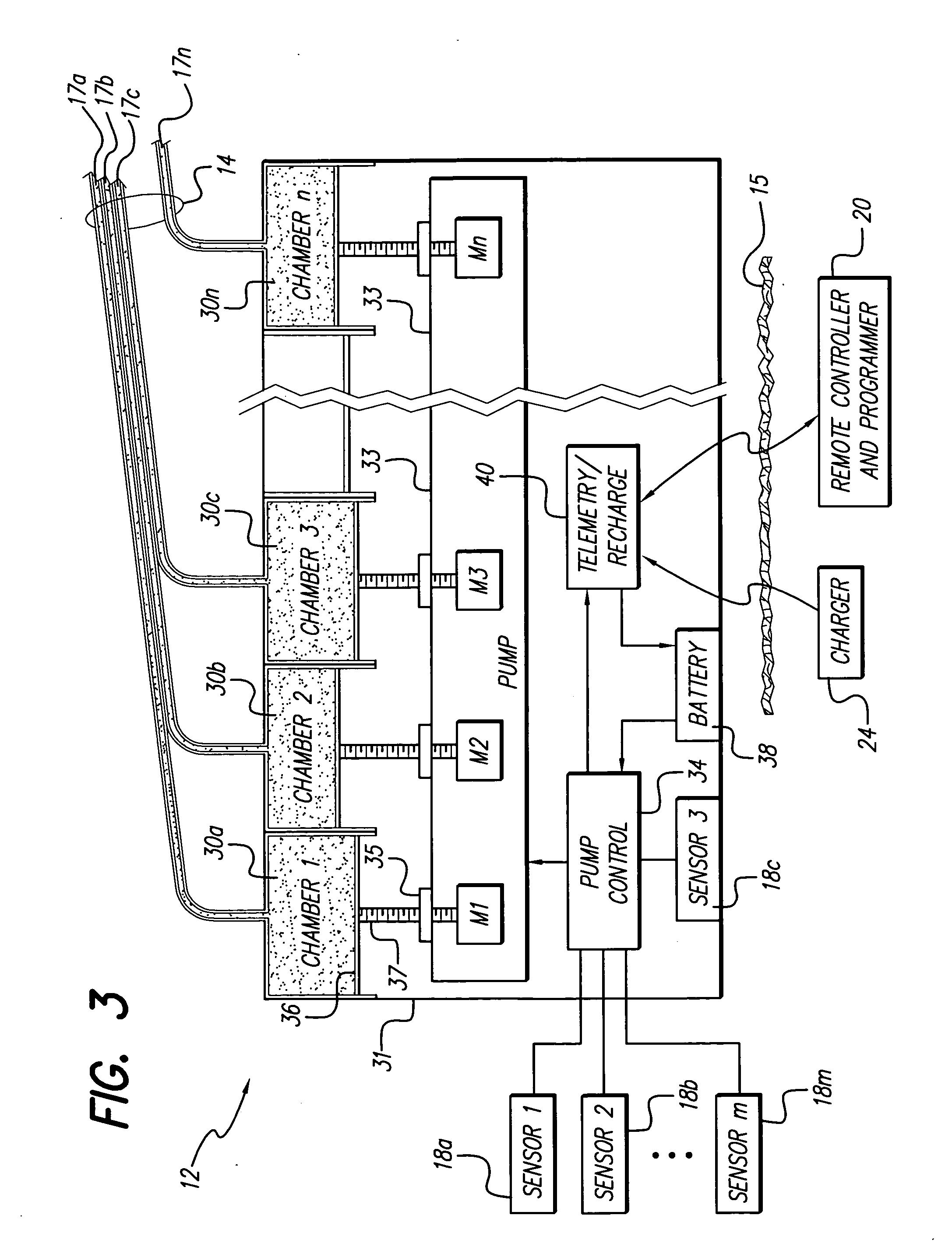 Programmable implantable pump with accessory reservoirs and multiple independent lumen catheter