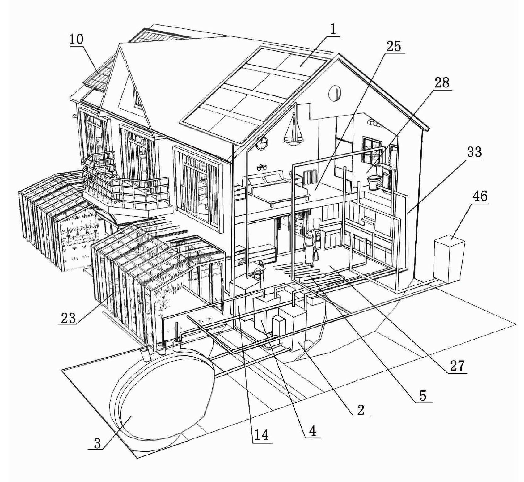 Green ecological zero energy consumption integration house