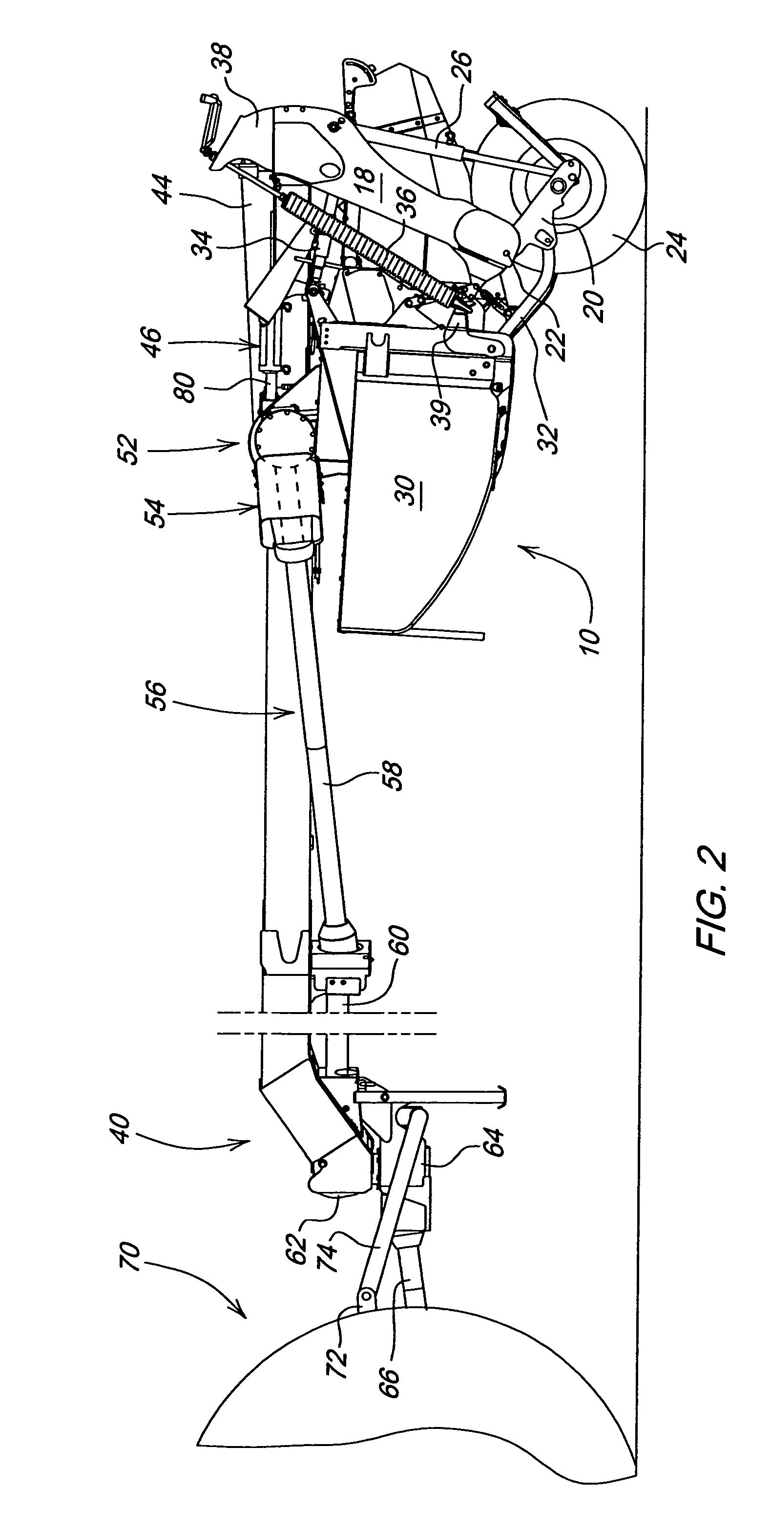 Tongue swing cylinder arrangement for rotary side-pull mower-conditioner