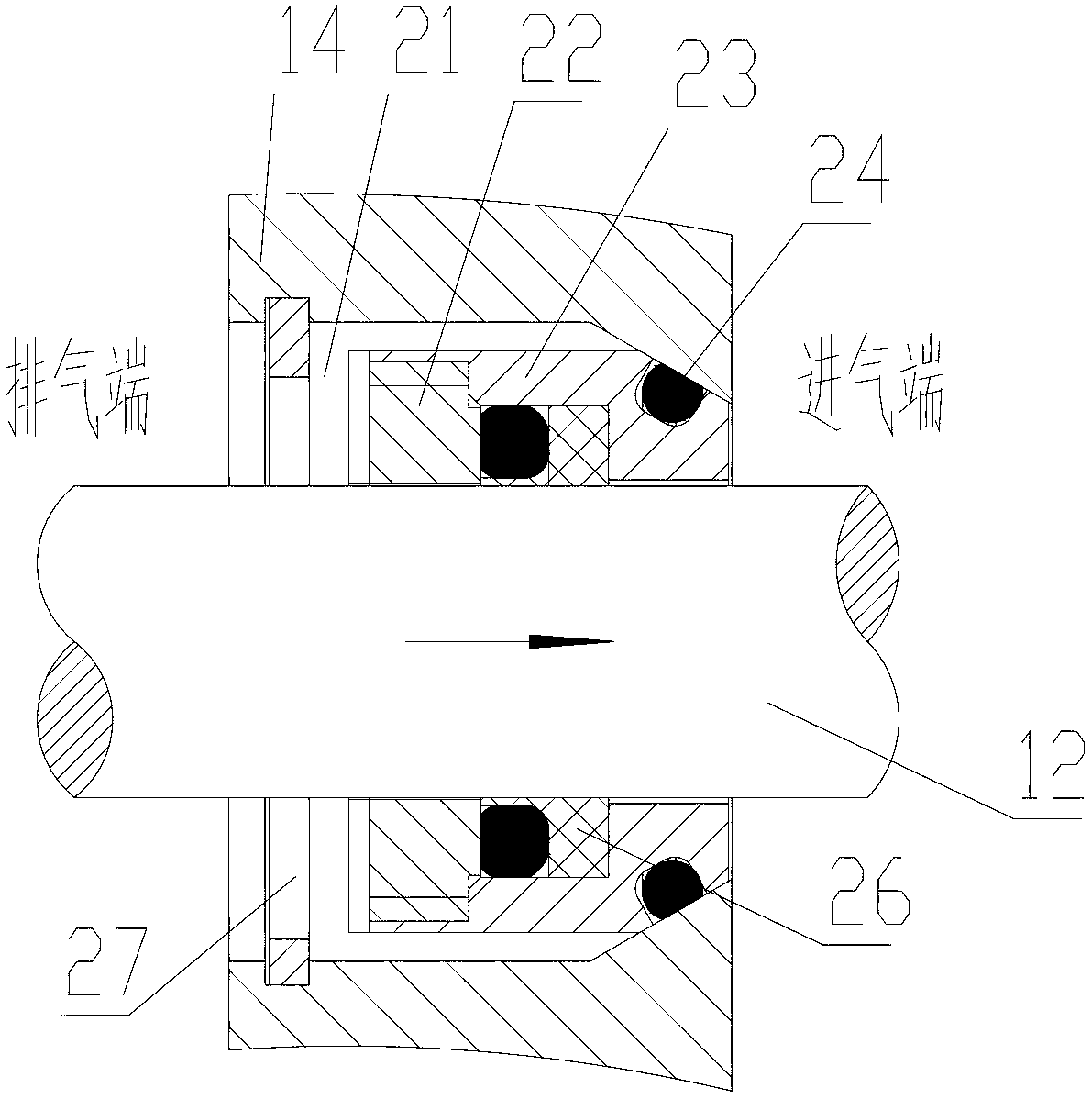 Coaxially homodromous gas pressurization mechanism and gas pressurization method