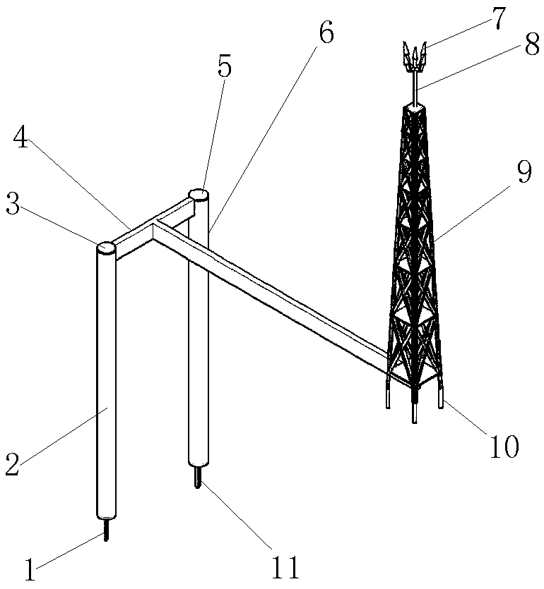 Novel lightning protection launching device and construction method thereof