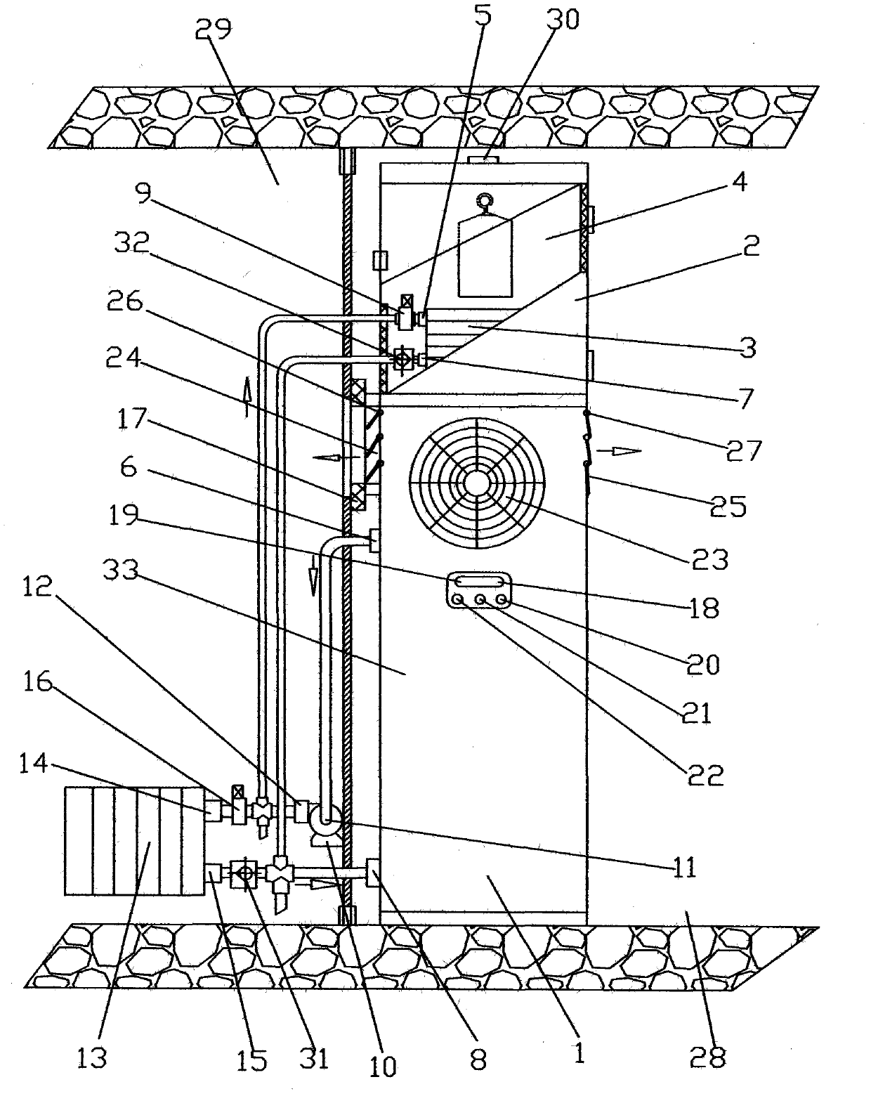 Air-source water heater with cooling, heating and clothes drying functions