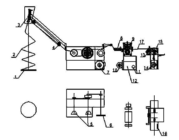 Automatic production process of raw material wires of pneumatic row nails