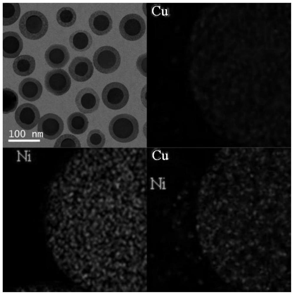 Nano hierarchical pore SiO2@Cu/Ni core-shell material as well as preparation method and application thereof