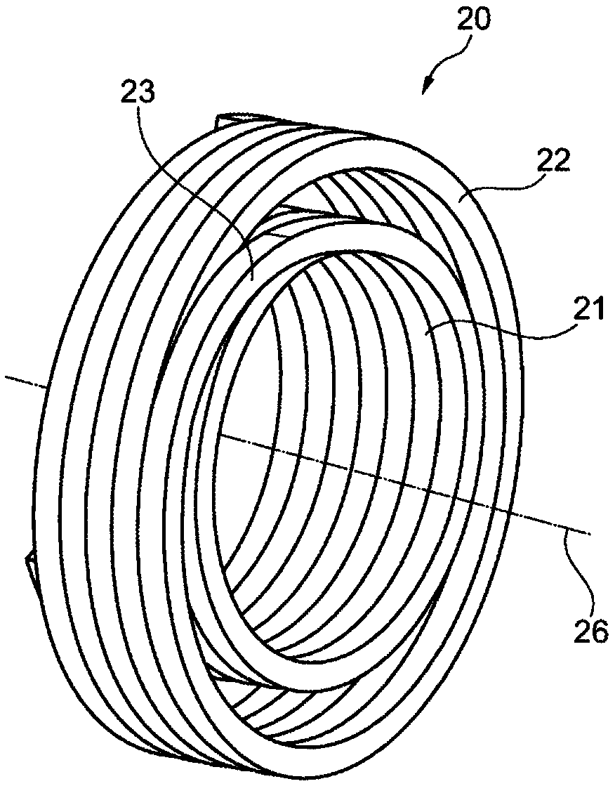 Double wrap spring, rotation device and system to be actuated