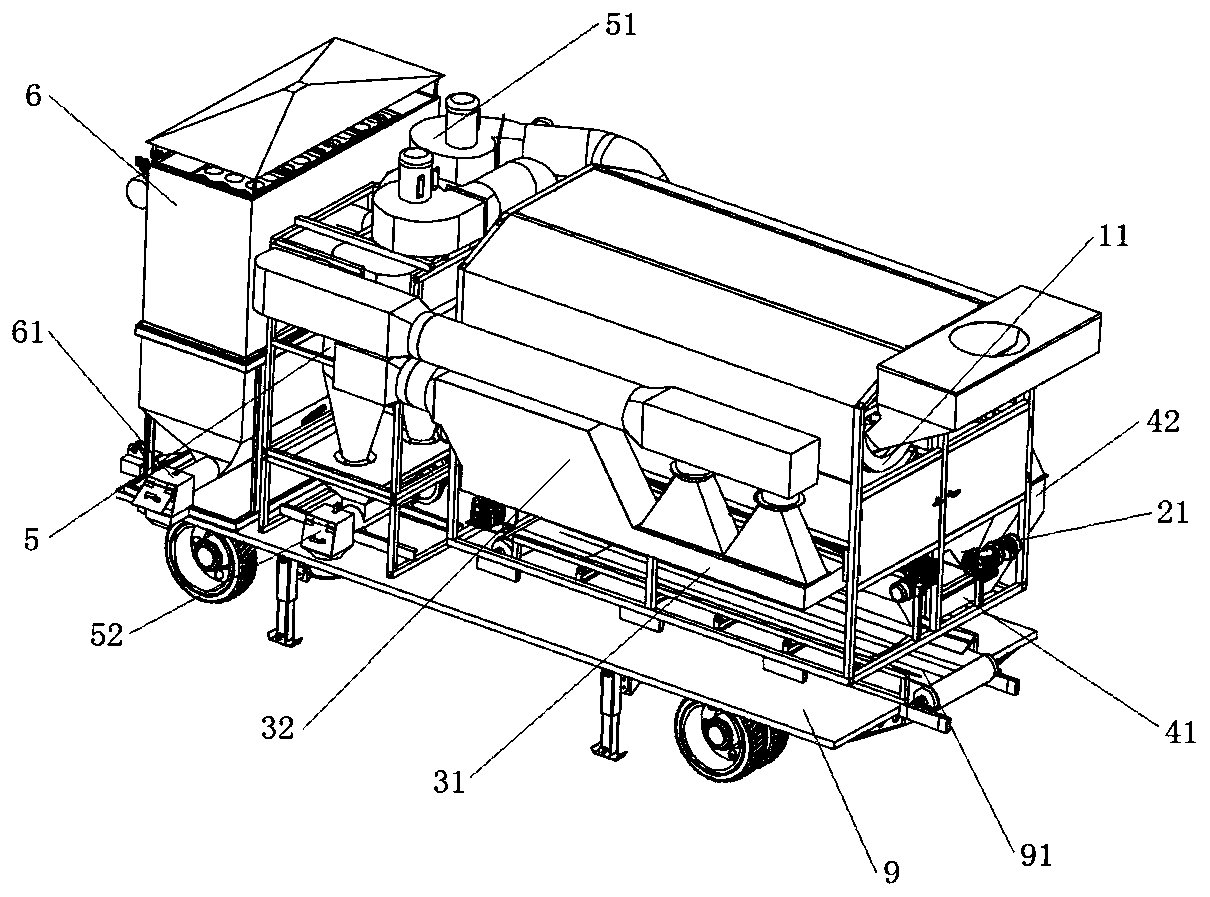 Movable efficient environment-friendly grain impurity cleaning device