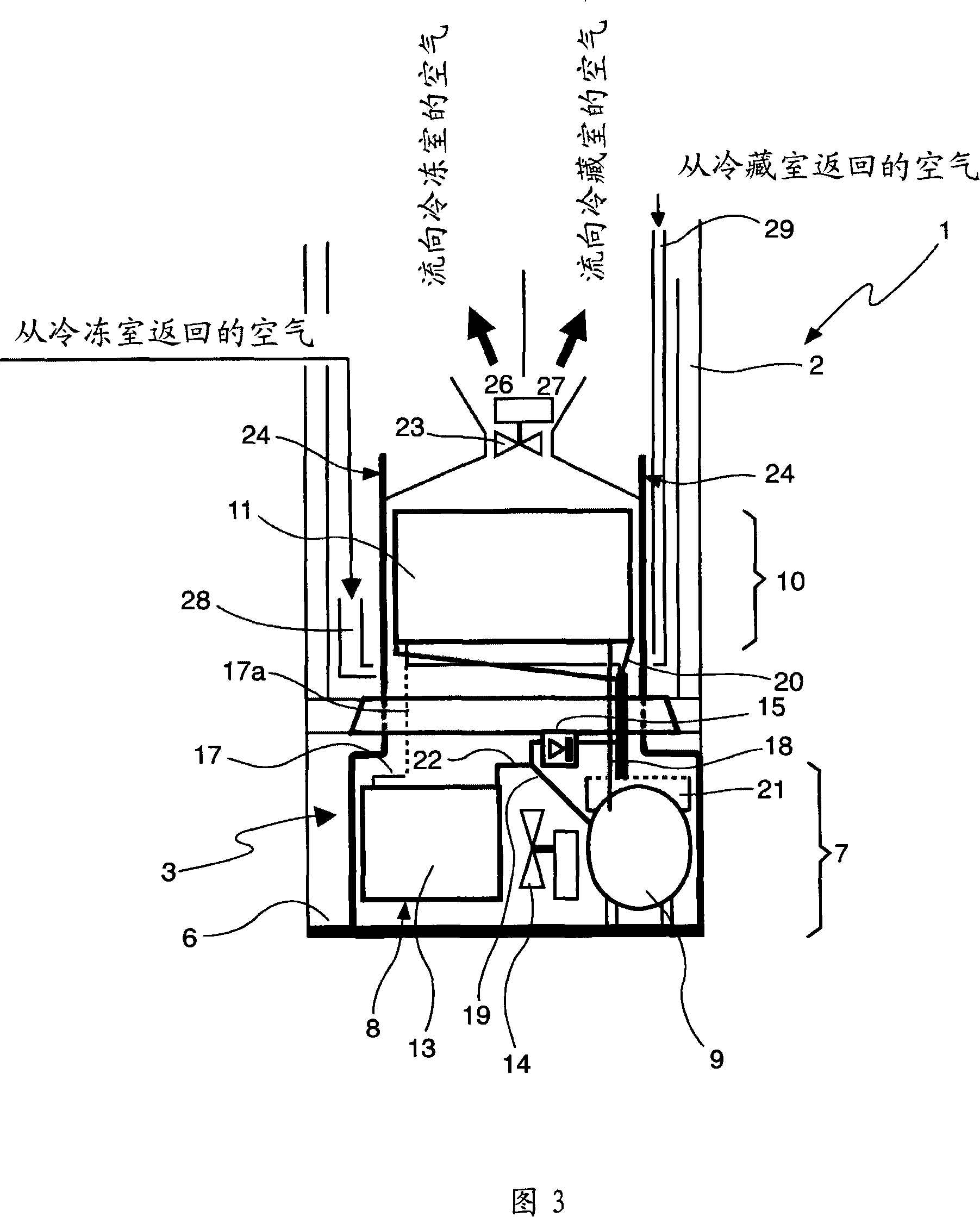 Modular refrigeration unit and process for assembling a modular refrigeration unit to a cabinet of a refrigeration appliance