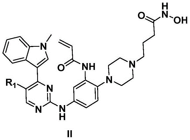 2-arylamine pyrimidine derivatives containing hydroxamic acid fragments and preparation and application