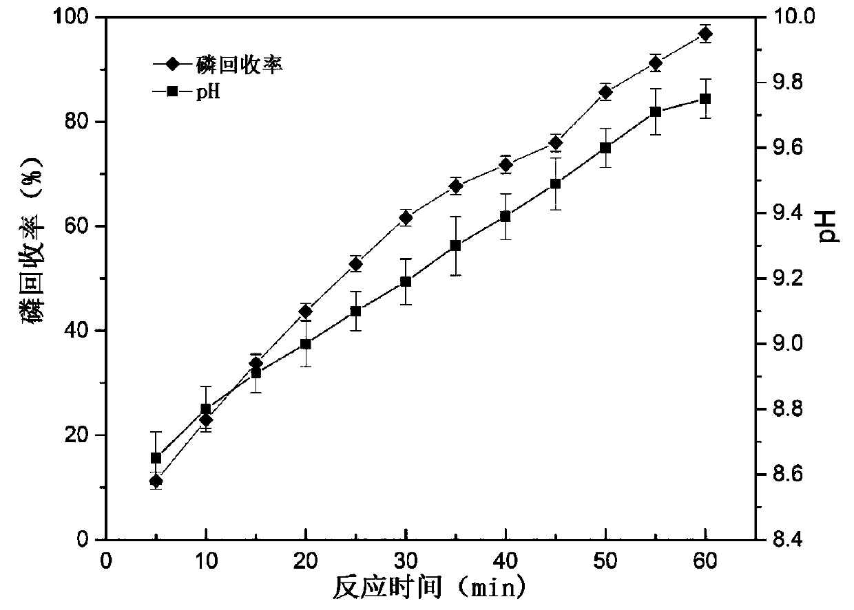 Method for preparing struvite by treating nitrogen and phosphorus-containing wastewater with rice husk carbon