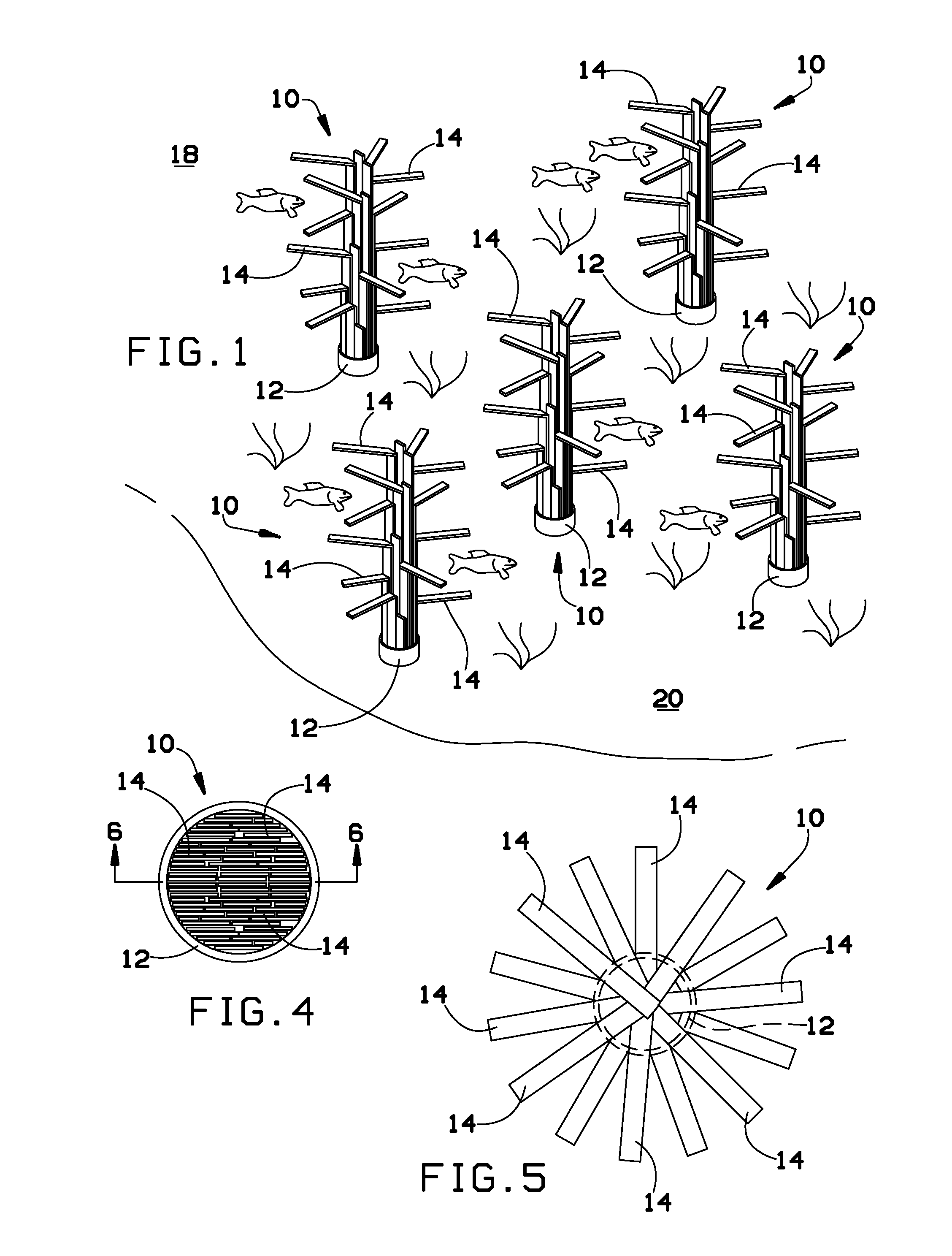 Artificial fish habitat employing fish hiding units