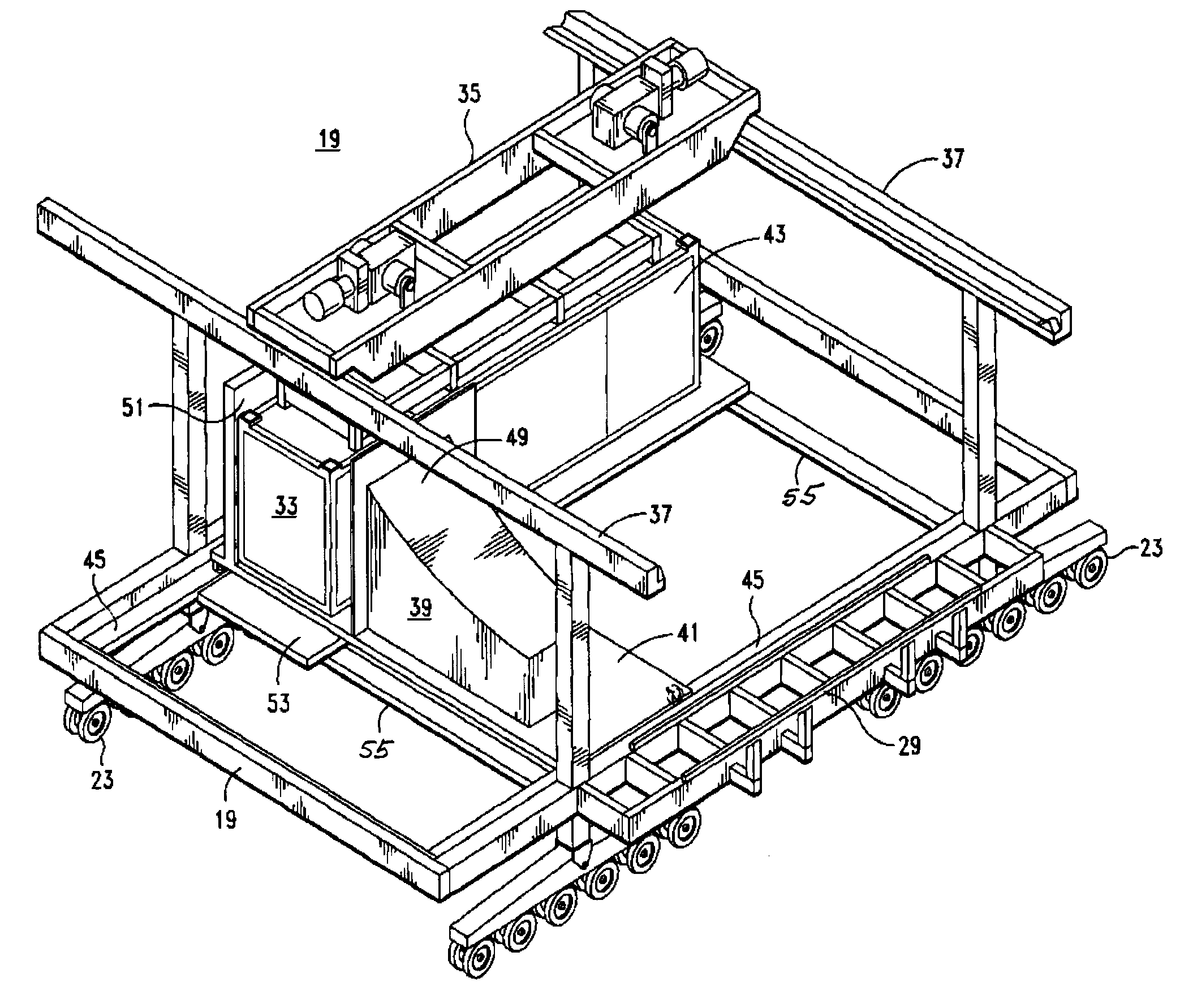 Mobile cargo container scanning buffer crane