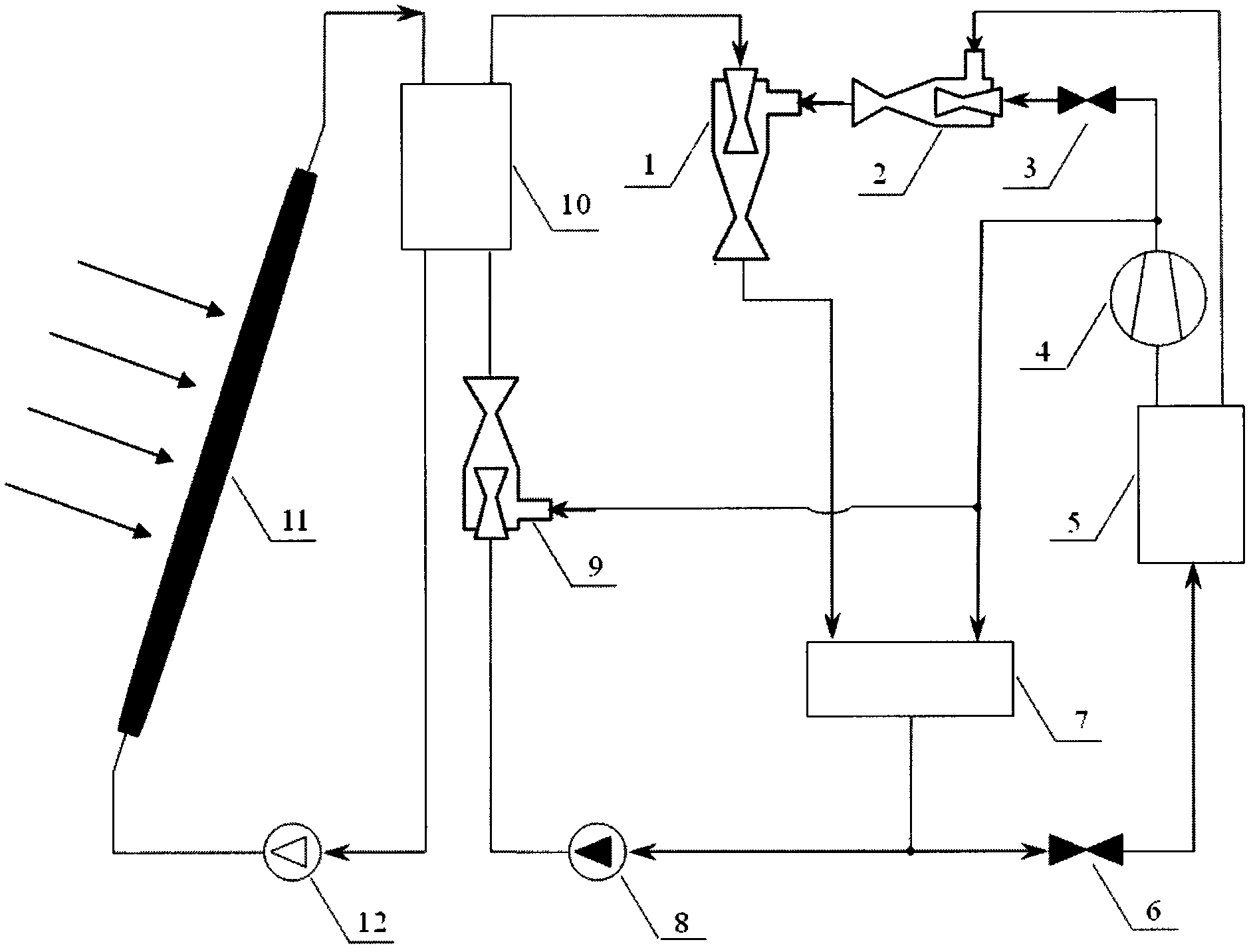 Central air conditioner combining solar energy ejecting cooling system