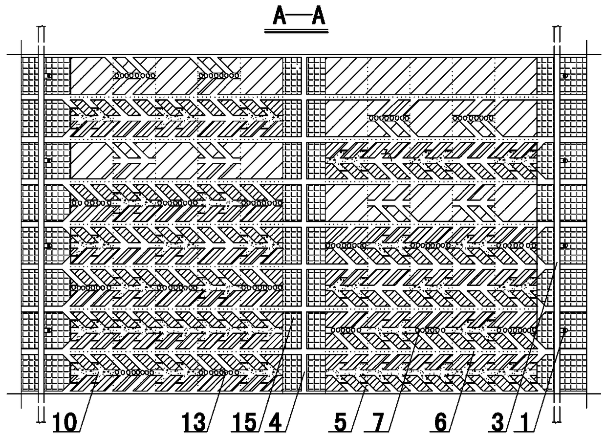 Mining method of open field and subsequent filling in extremely thick and large ore body stage under strong ground pressure environment