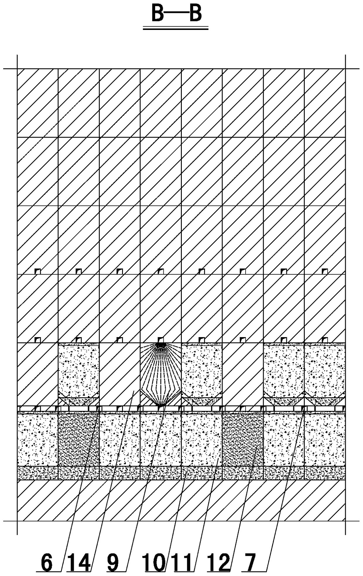 Mining method of open field and subsequent filling in extremely thick and large ore body stage under strong ground pressure environment