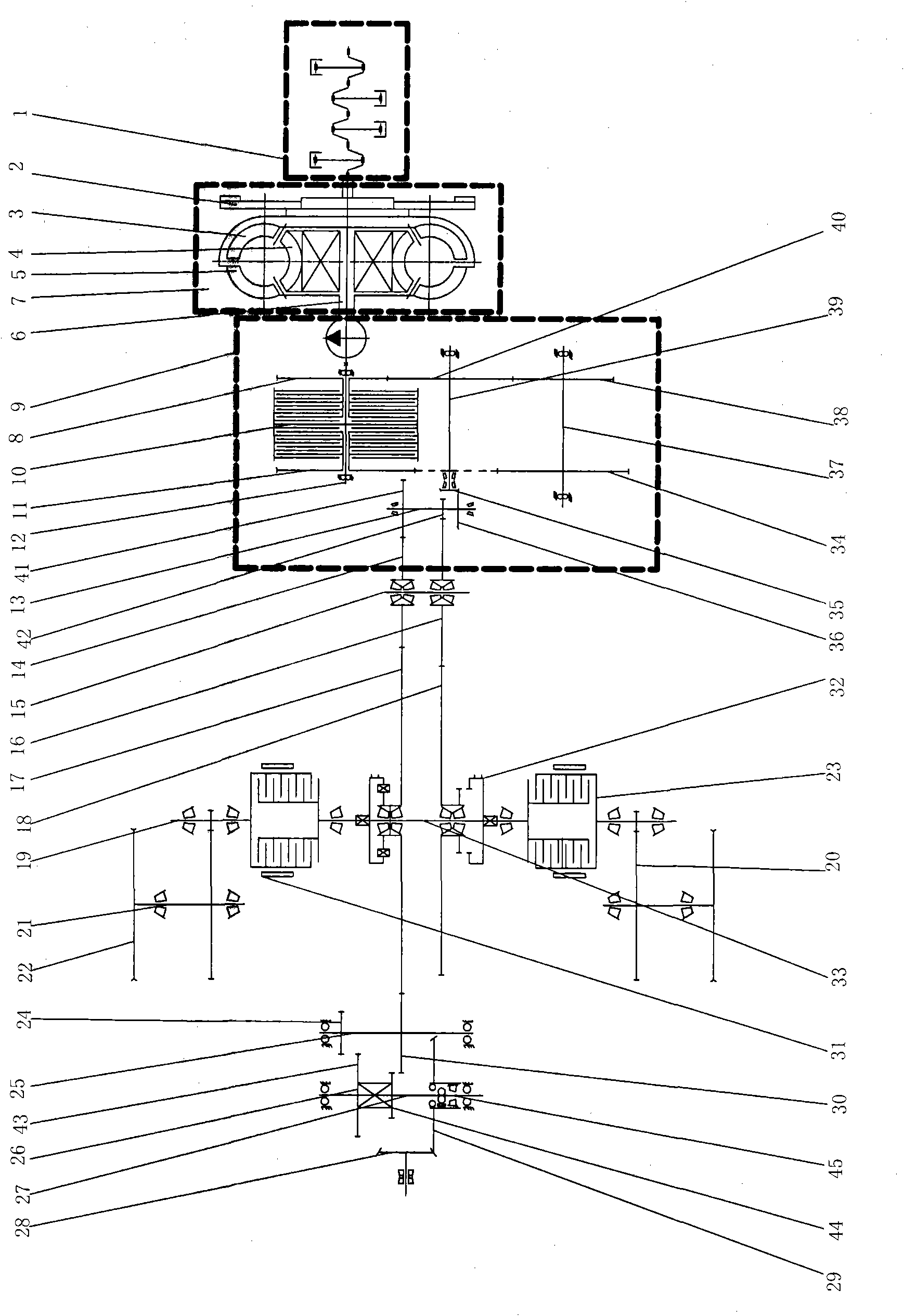 Crawler-type traveling power transmission