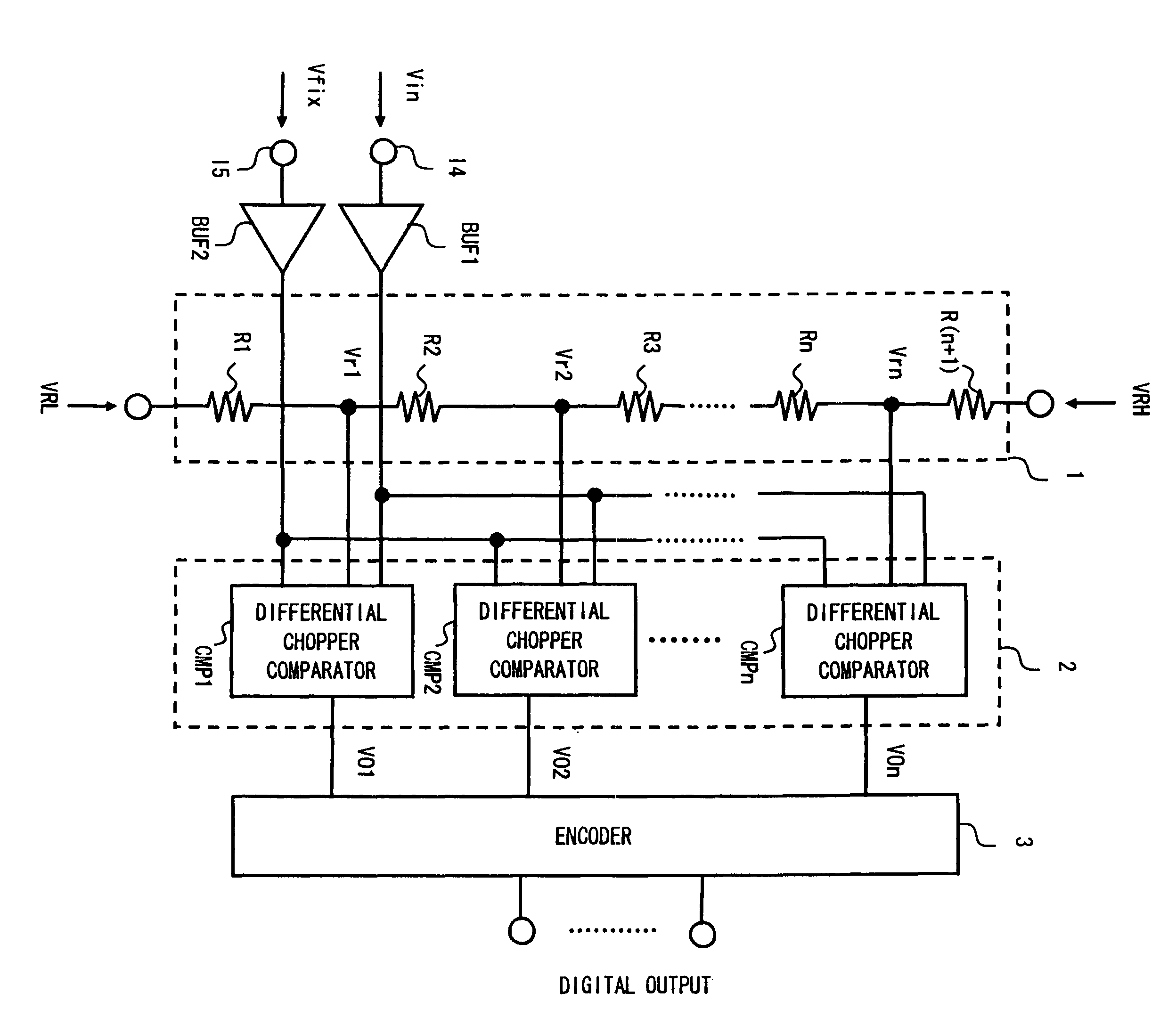 Differential chopper comparator and A/D converter including the same