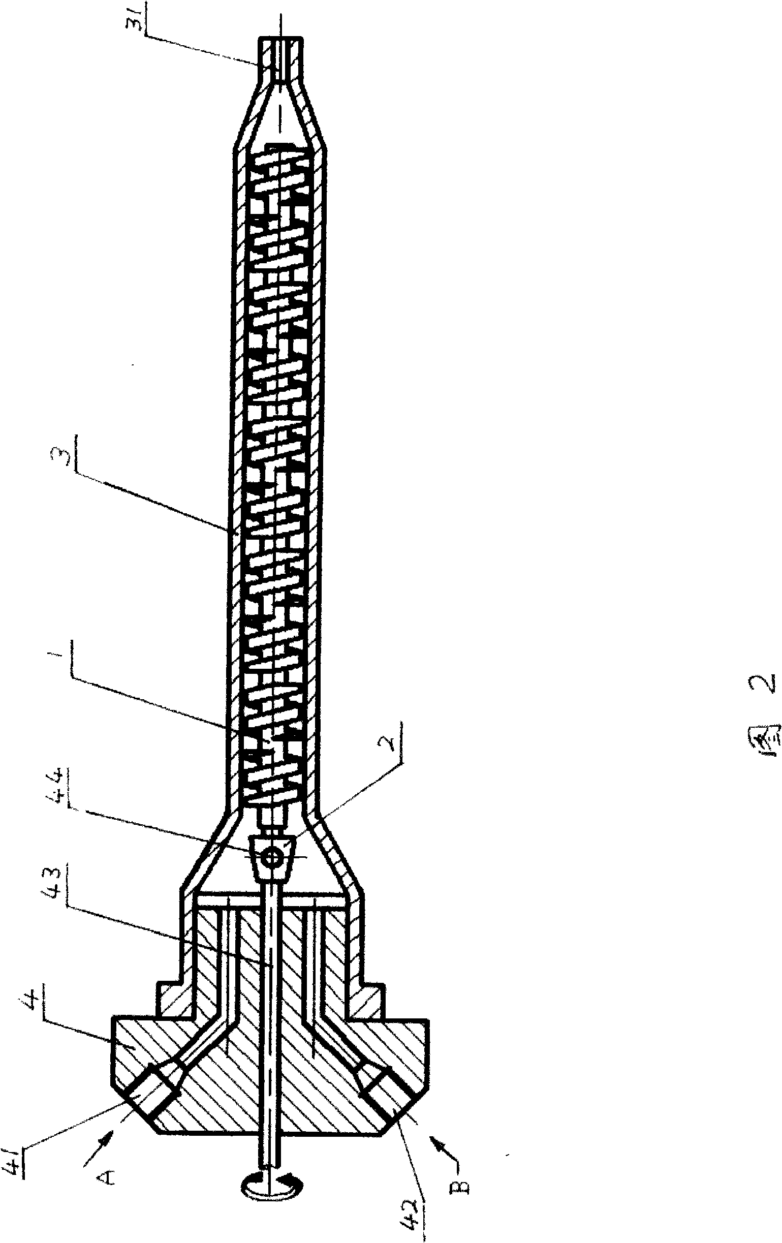 Intermittent screw thread type reaction injection mixing element