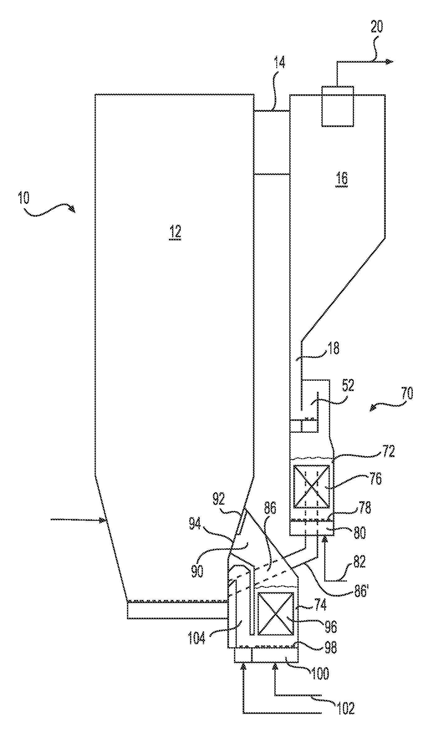 Circulating fluidized bed boiler having two external heat exchangers for hot solids flow