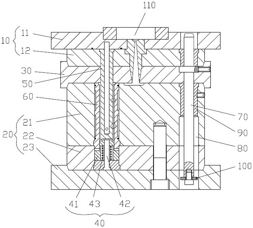 Deep tube product mold provided with movable core and working method of mold