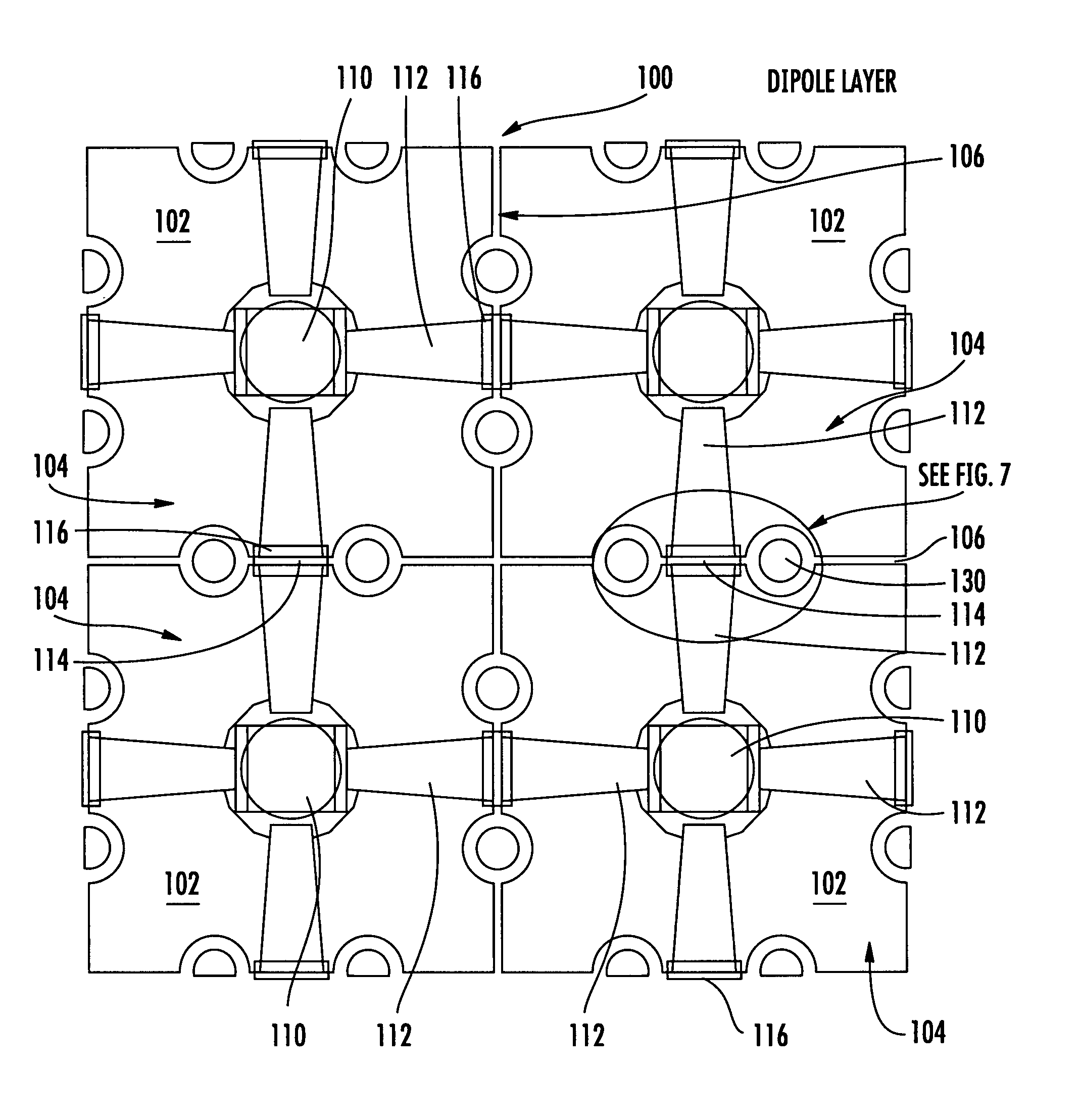 Phased array antenna formed as coupled dipole array segments