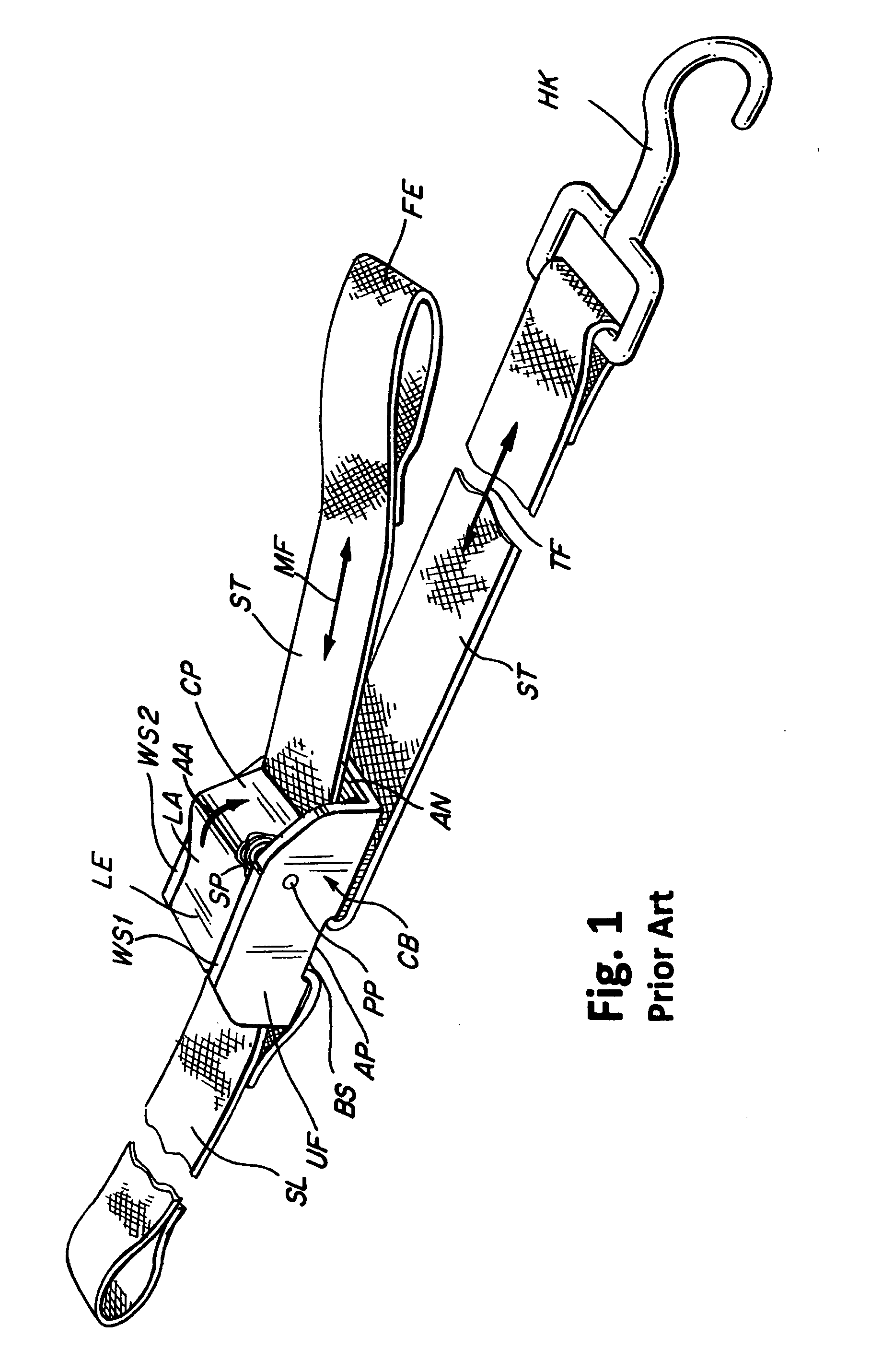 Force multiplying retaining straps