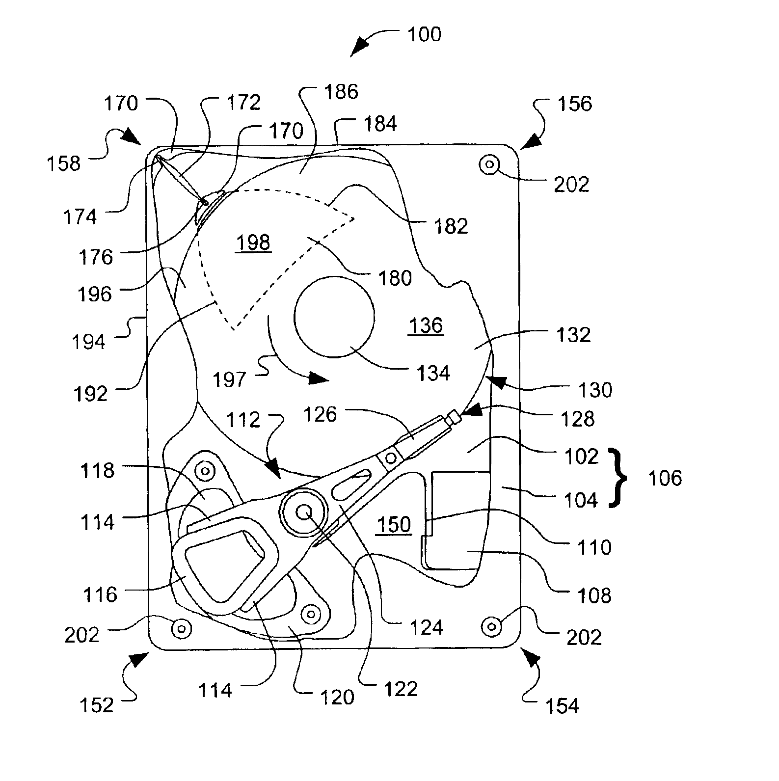 Disc drive housing with air guide