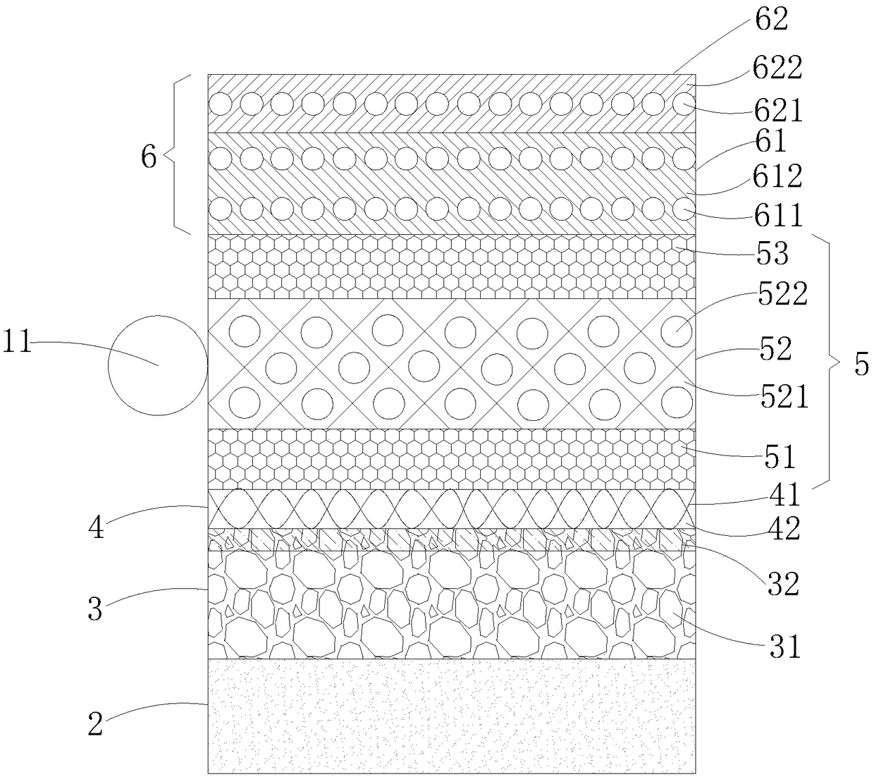 Road carriageway porous pavement structure and pavement method thereof