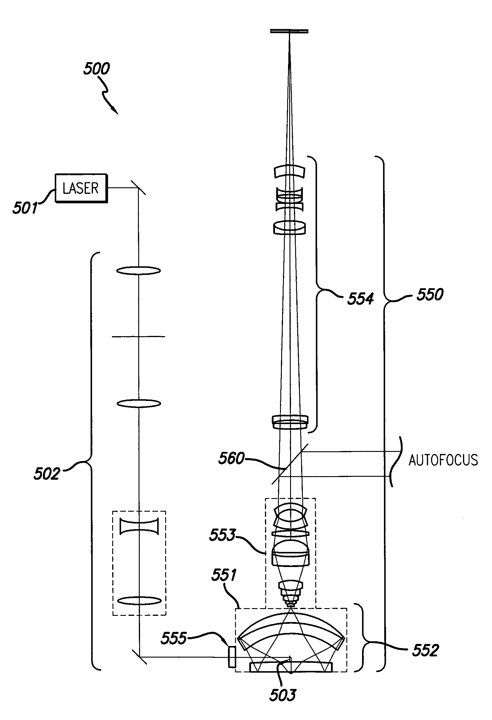 Beam delivery system for laser dark-field illumination in a catadioptric optical system