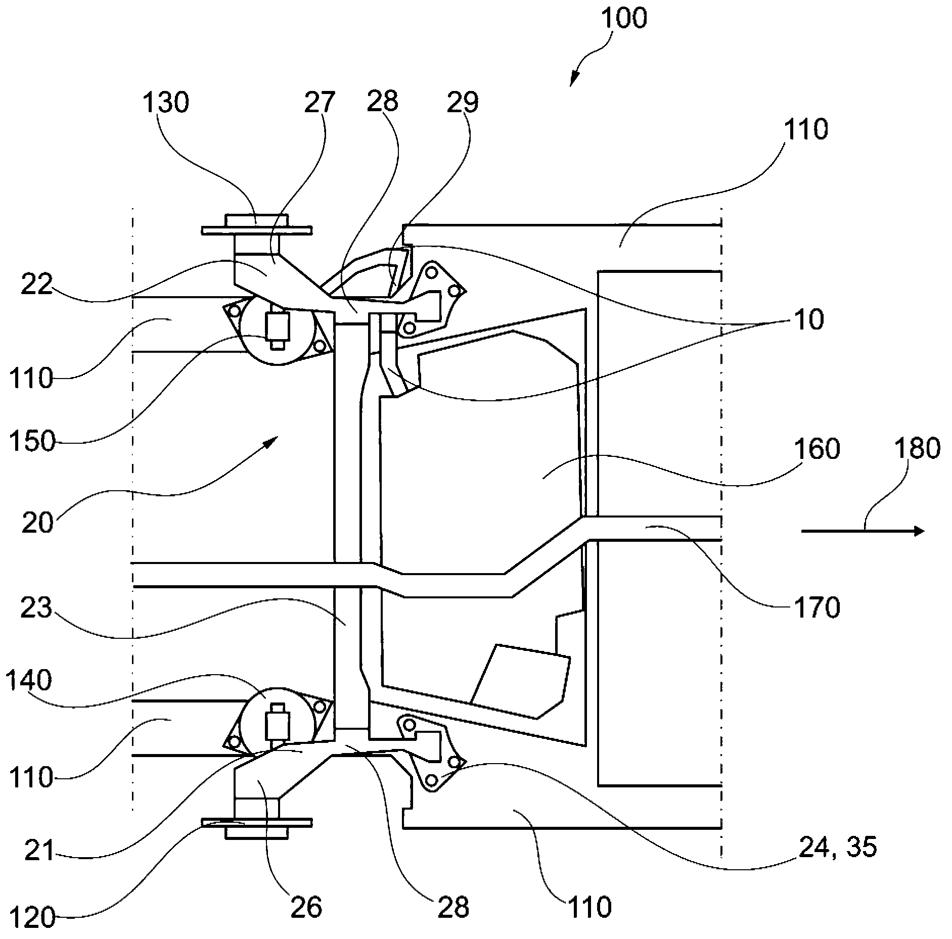 Vehicle with fuel filler line and rear compound crank arrangement