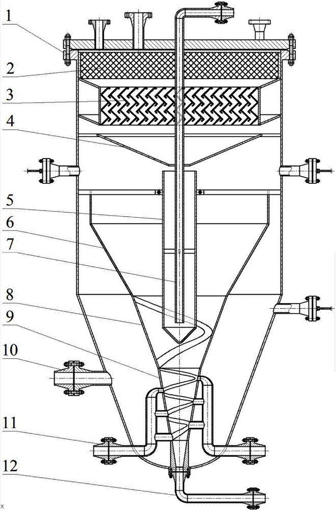 Three-stage pressure-reducing V-shaped hydraulic cyclone air floatation device