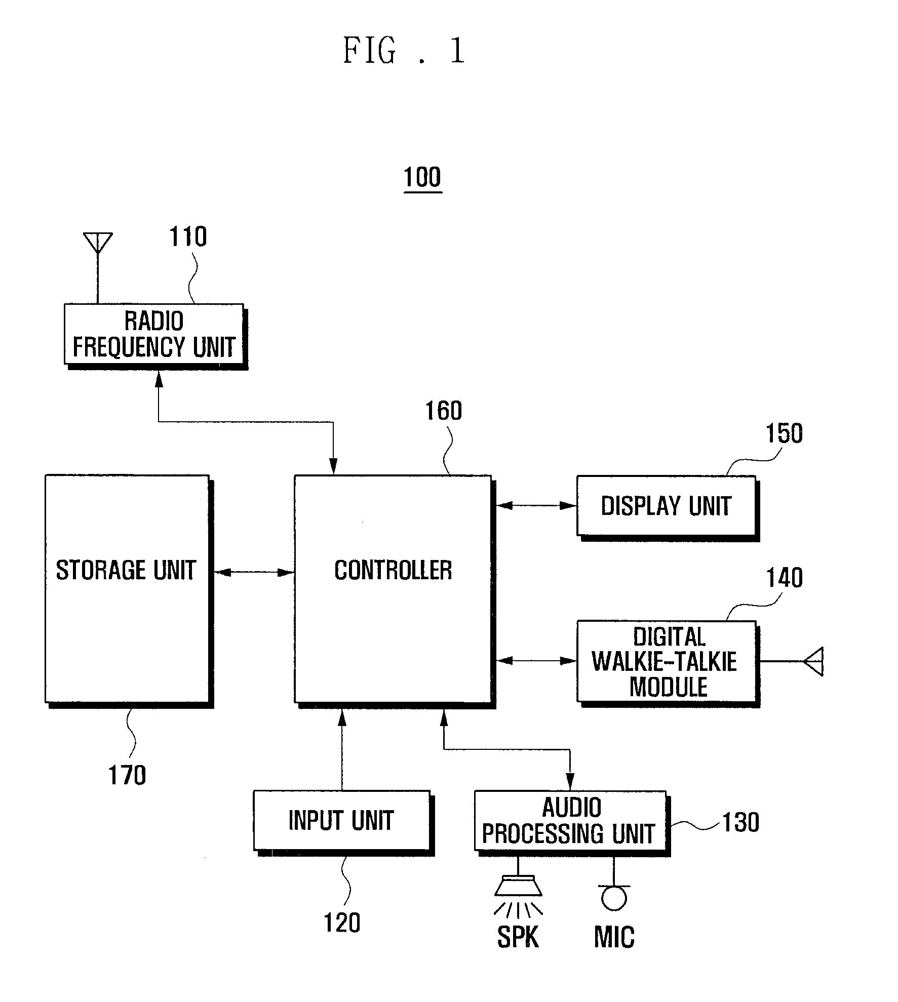 Portable device including a digital walkie-talkie module