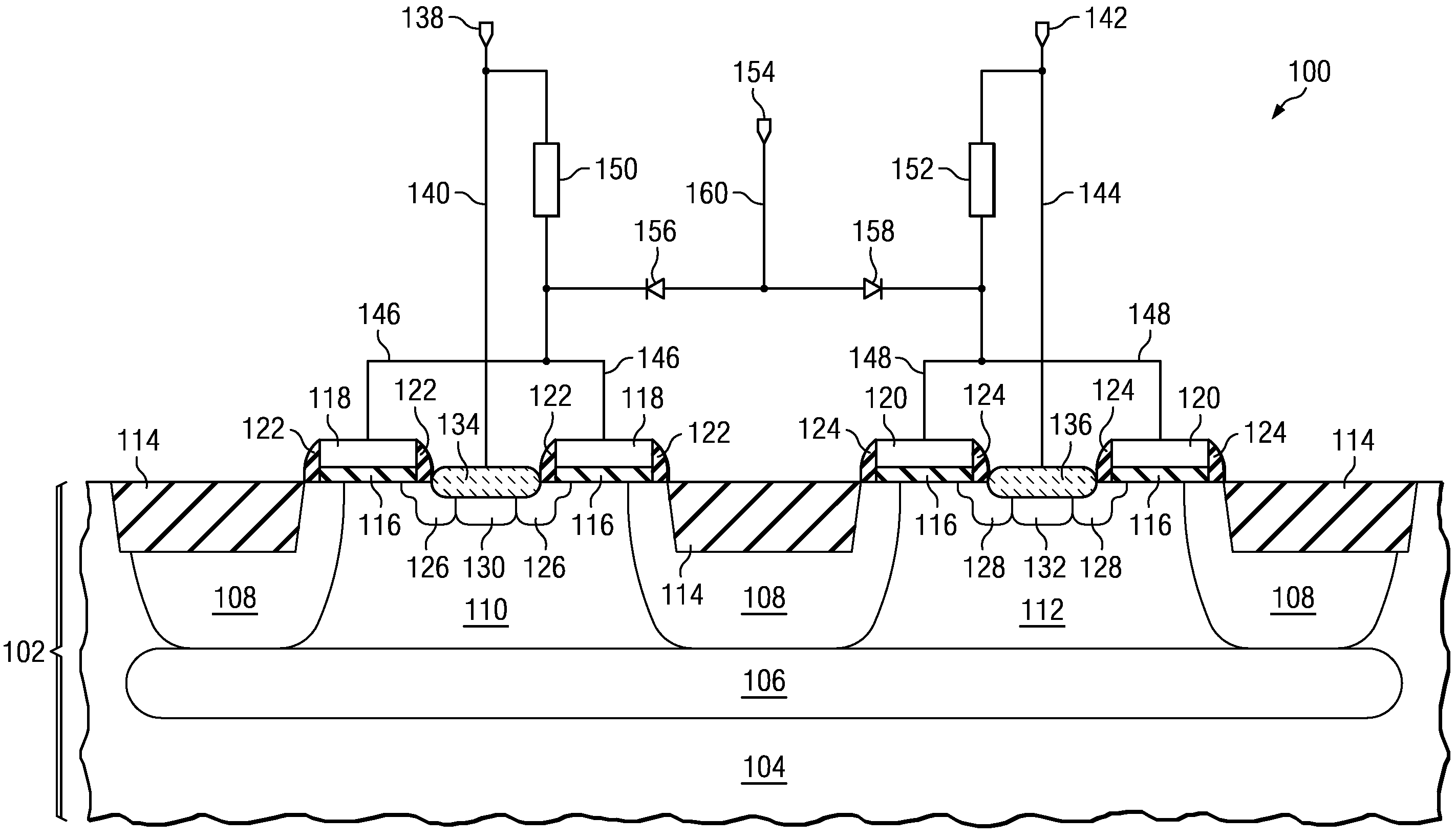 Bi-directional DMOS with common drain