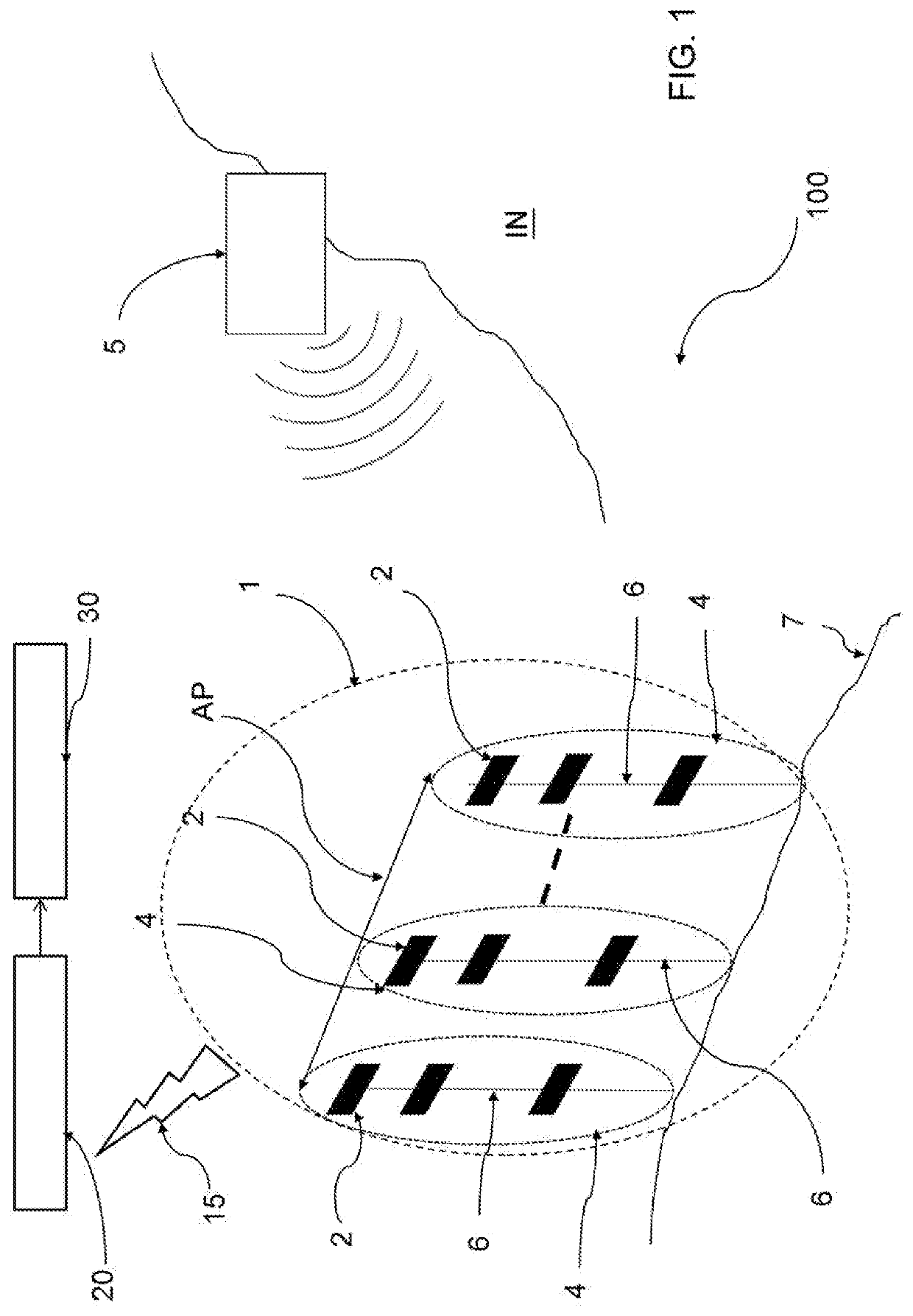 Acoustic system for detecting and locating low intensity and low frequency sound sources and related locating method