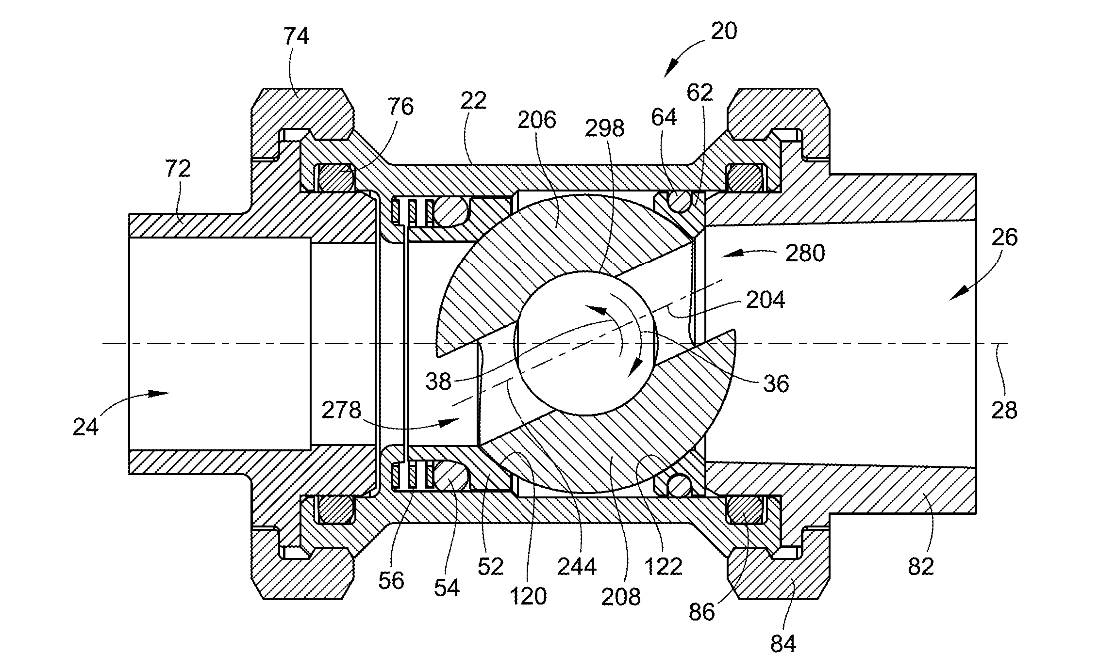 Ball Valve with Offset Straight Through Flow