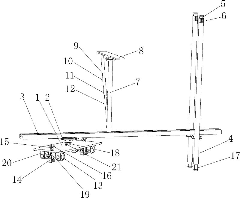 Fast moving and fixing device of anchor rod machine of roadway floor of coal mine